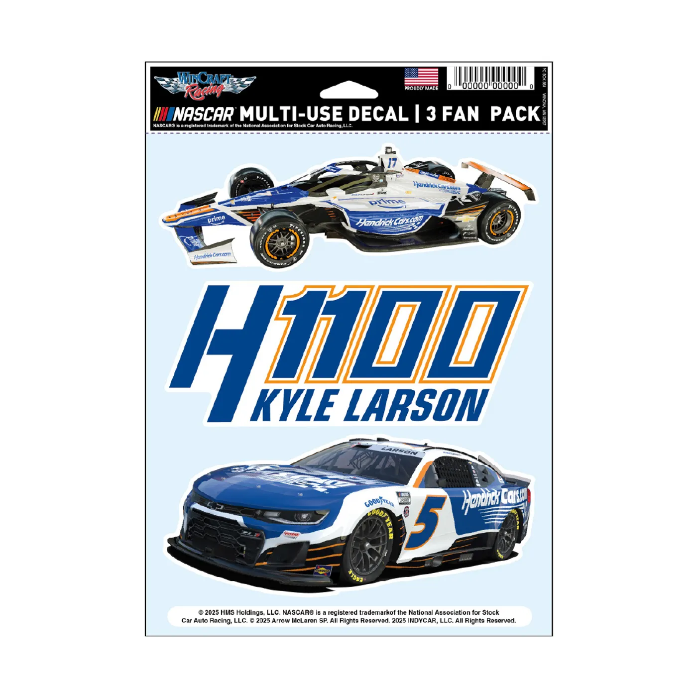 Hendrick Motorsports Kyle Larson #5 2025 HendrickCars.com H1100 3 Pack Decals