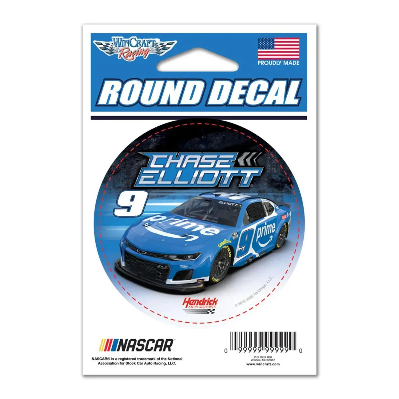 Hendrick Motorsports Chase Elliott #9 Amazon Prime Round Vinyl Decal