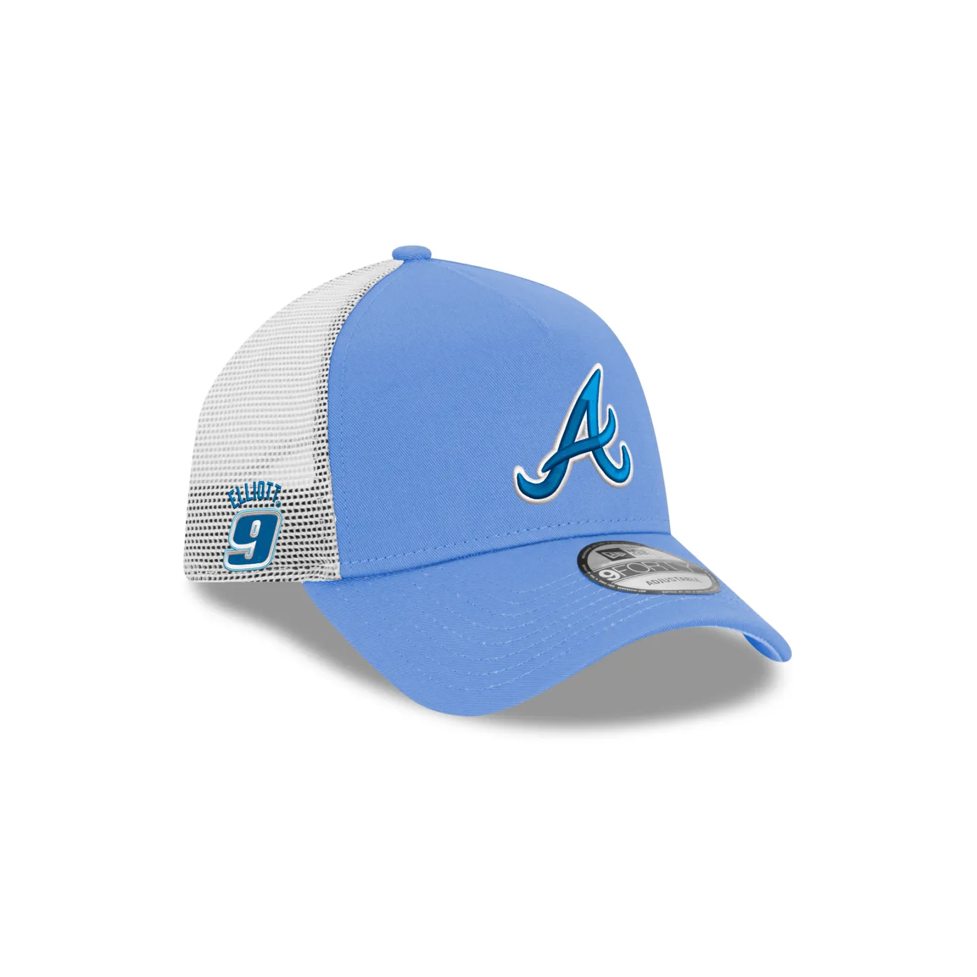 Hendrick Motorsports Chase Elliott #9 Atlanta Braves New Era Sky/White 9FORTY AF Trucker Cap