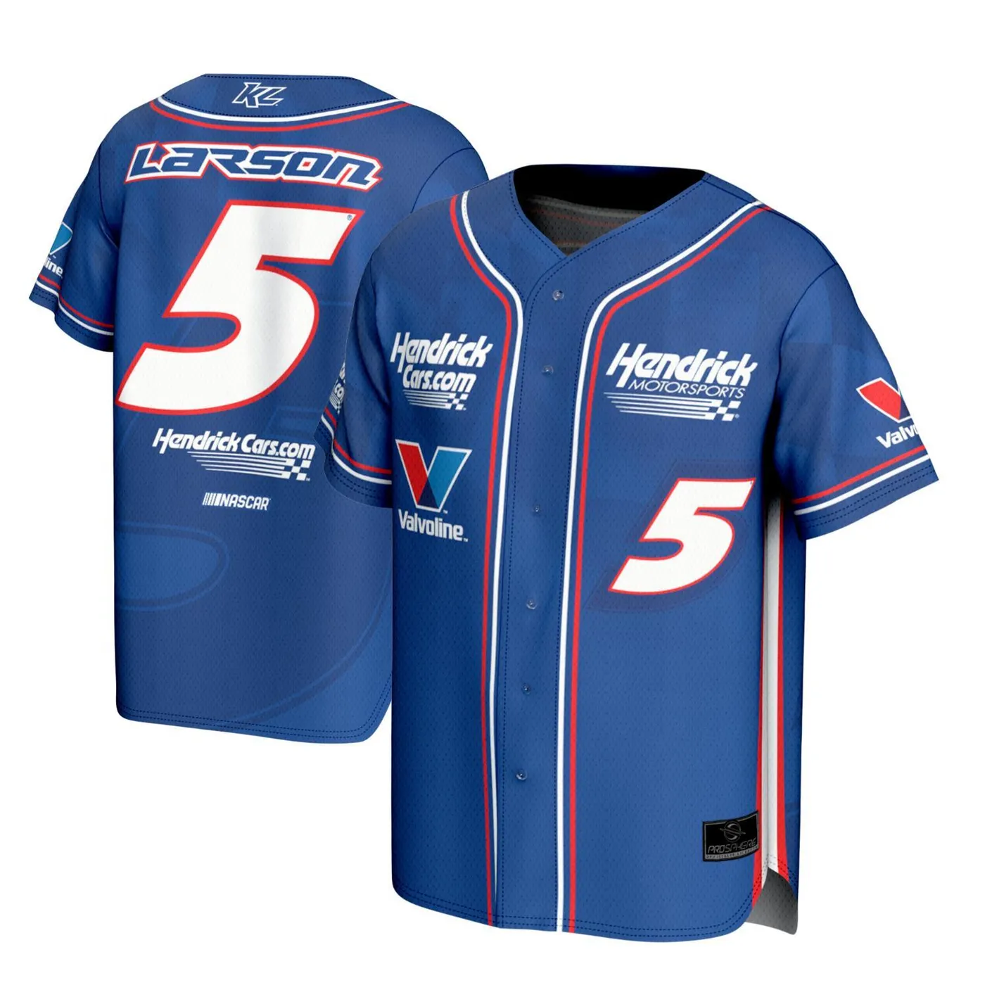 Hendrick Motorsports Kyle Larson #5 HendrickCars.com Sublimated Blue Baseball Jersey