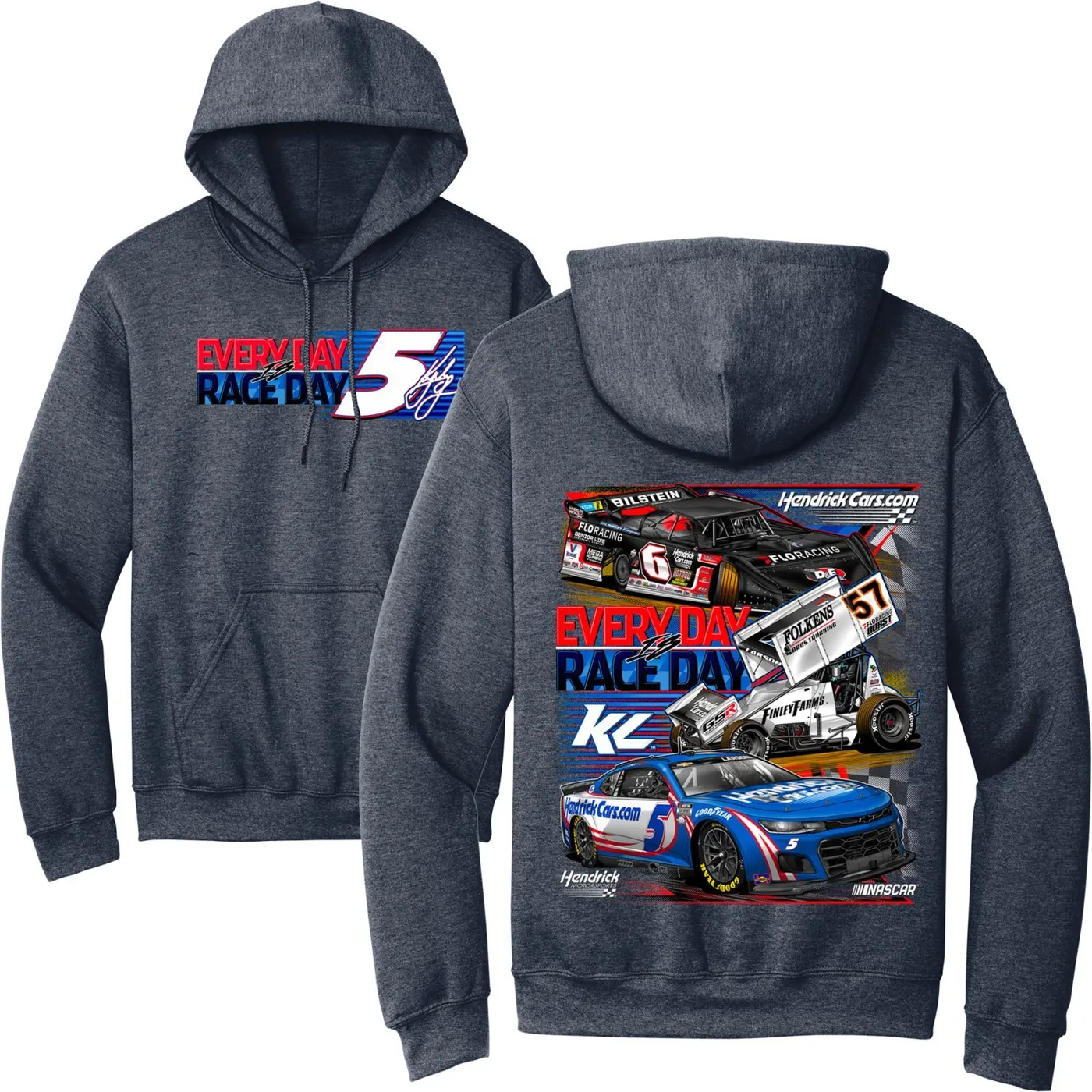 Hendrick Motorsports Kyle Larson #5 HendrickCars.com Every Day is Race Day Navy Hoodie