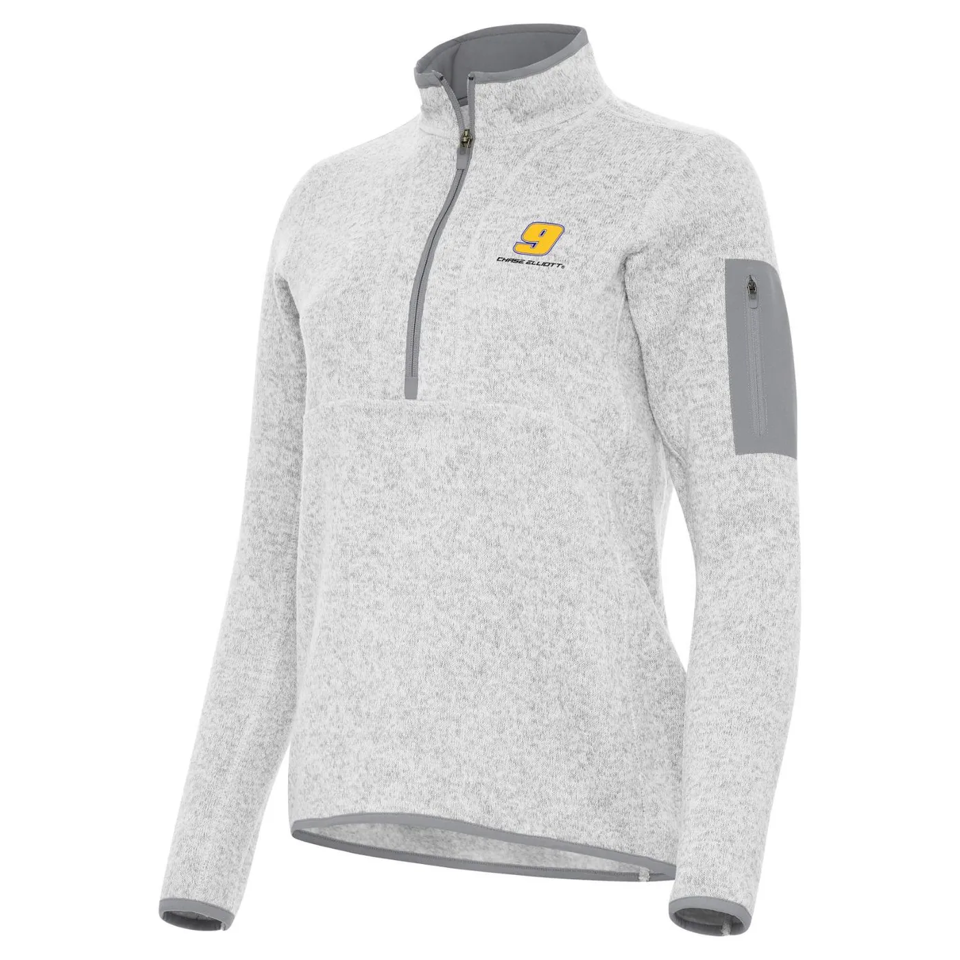 Hendrick Motorsports Chase Elliott #9 Women's Fortune 1/4 Zip Pullover - Light Grey Heather