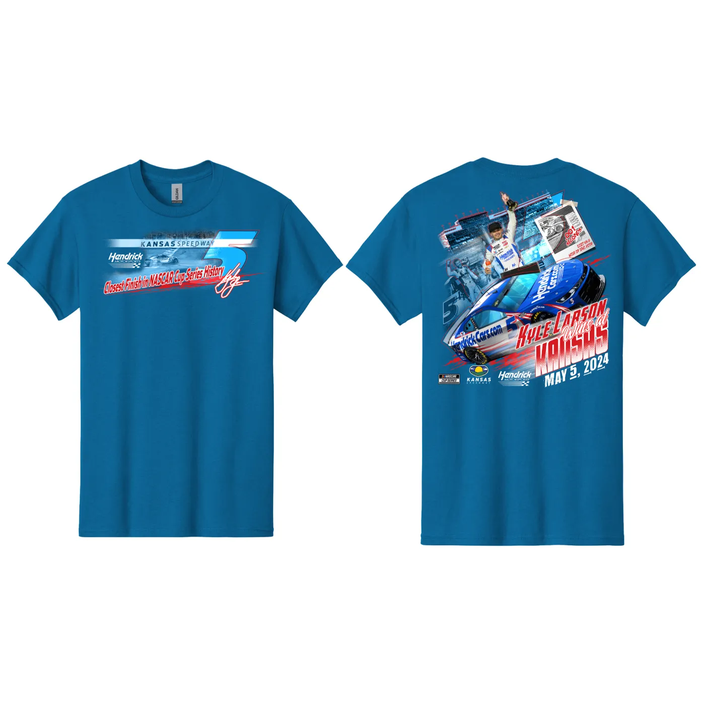 Hendrick Motorsports Kyle Larson #5 2024 Kansas Spring RACE WIN T-shirt