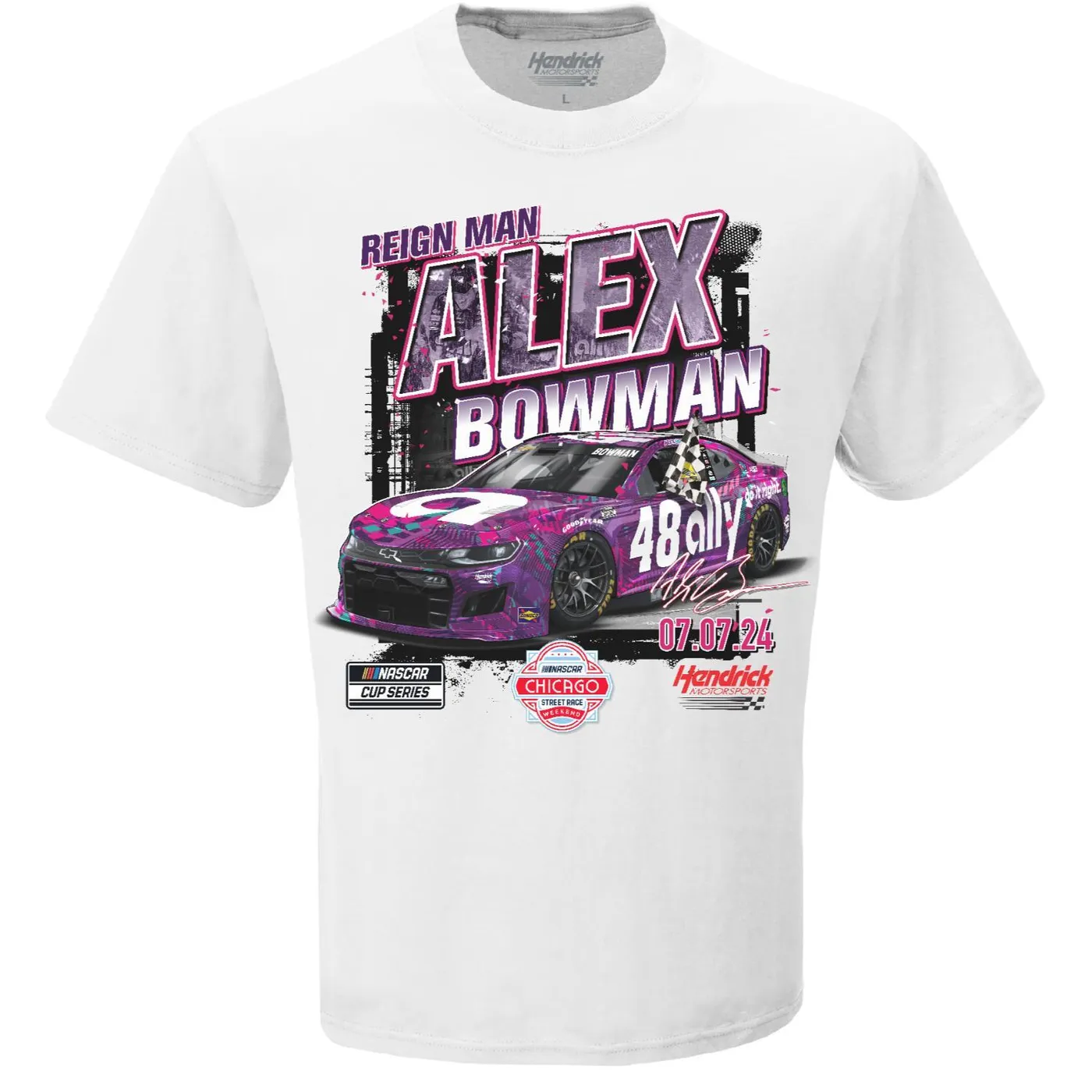 Hendrick Motorsports Alex Bowman #48 2024 Chicago Street    RACE WIN T-shirt
