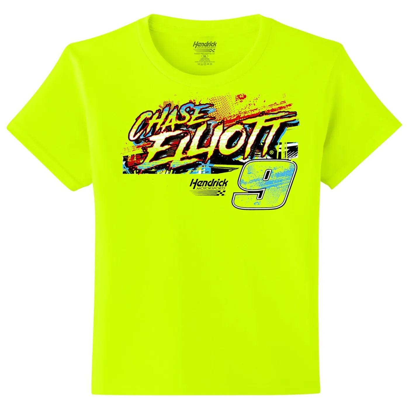 Hendrick Motorsports Chase Elliott #9 Youth Neon Safety Green T-shirt