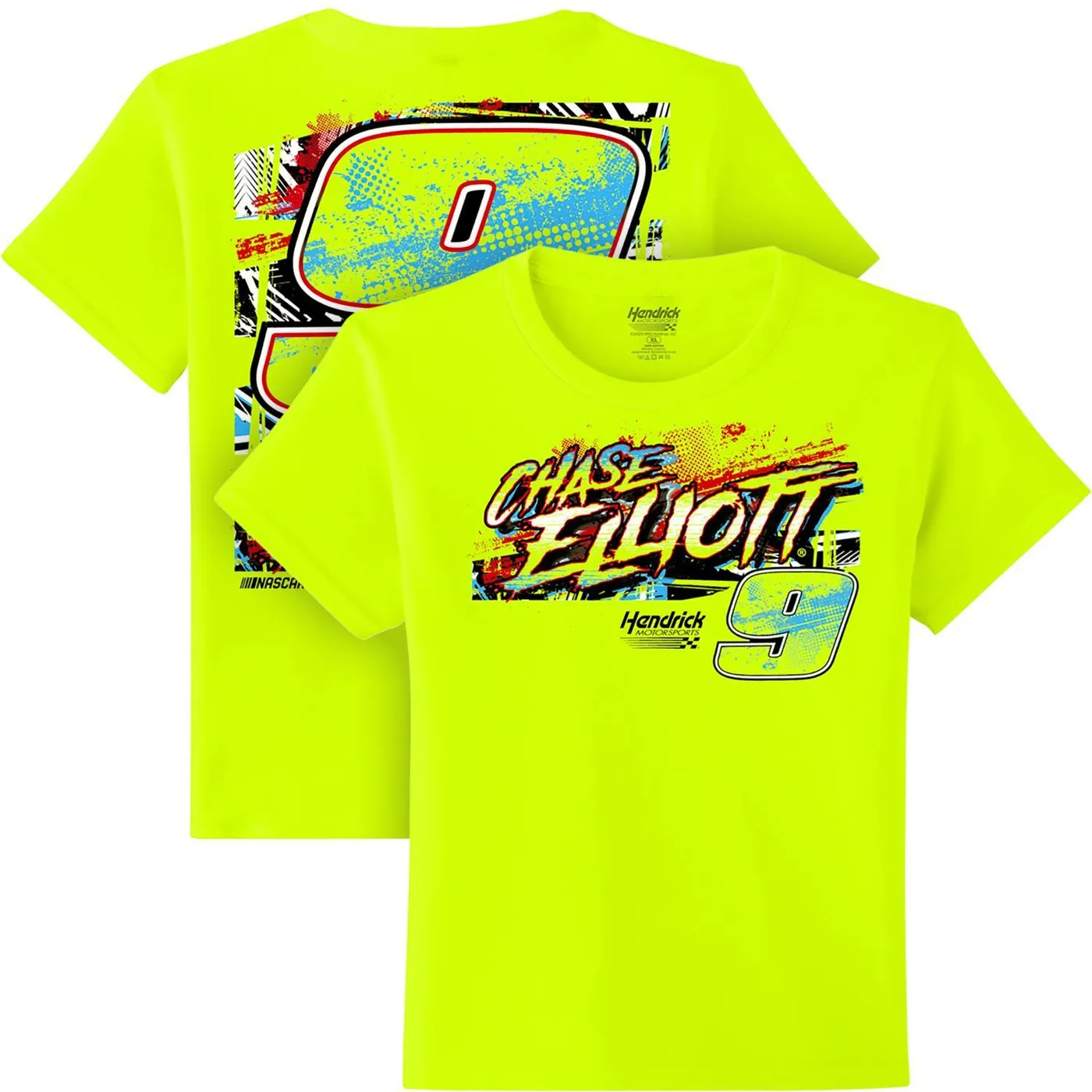 Hendrick Motorsports Chase Elliott #9 Youth Neon Safety Green T-shirt