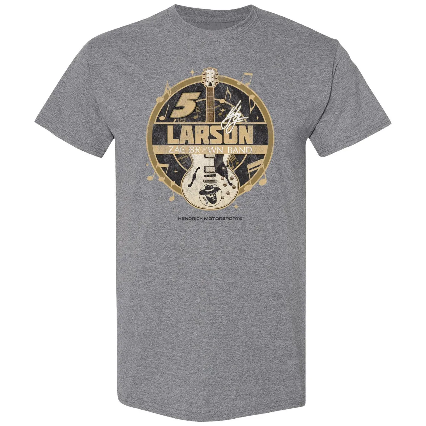 Hendrick Motorsports Kyle Larson #5 HendrickCars.com / Zac Brown Band Gray Guitar T-shirt