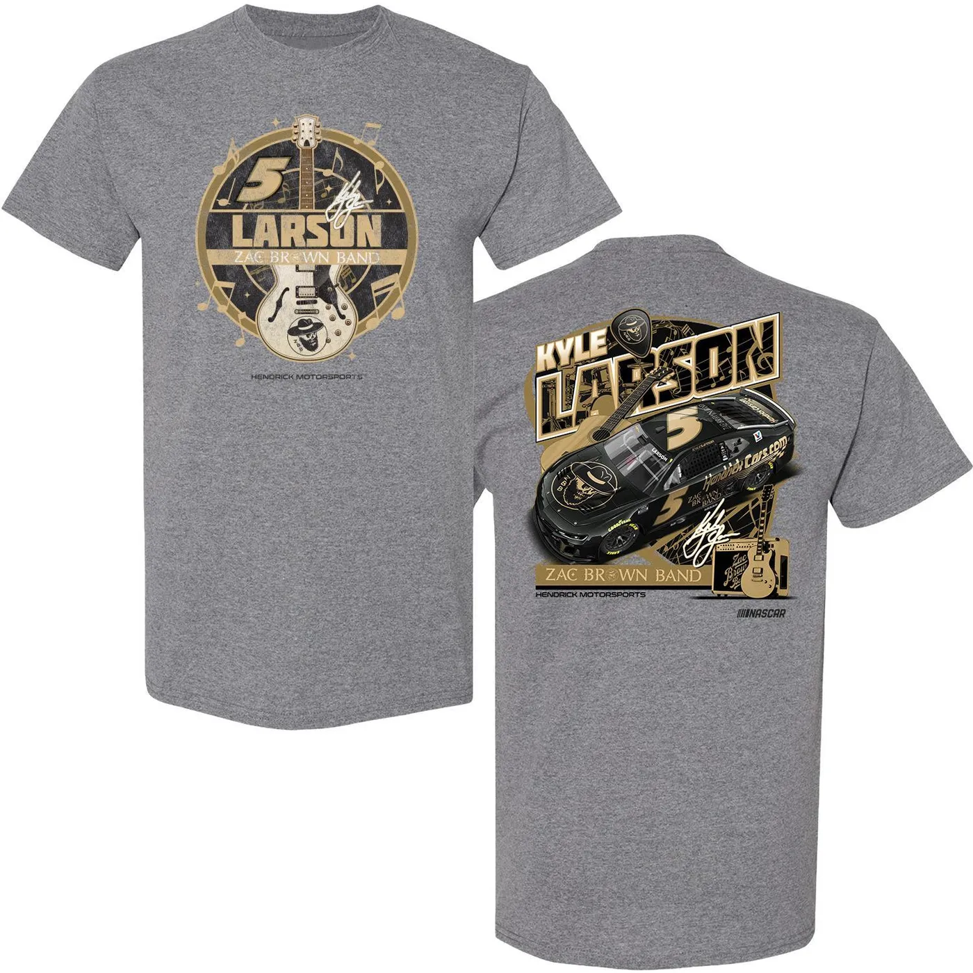 Hendrick Motorsports Kyle Larson #5 HendrickCars.com / Zac Brown Band Gray Guitar T-shirt