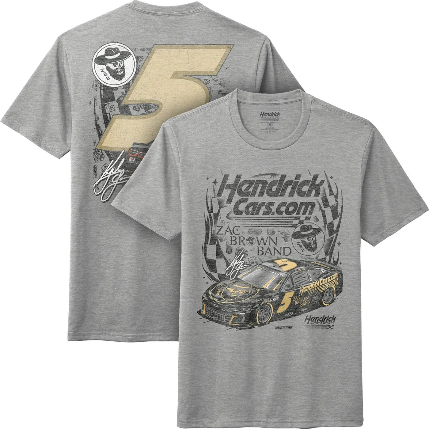 Hendrick Motorsports Kyle Larson #5 HendrickCars.com / Zac Brown Band Heather Gray T-shirt