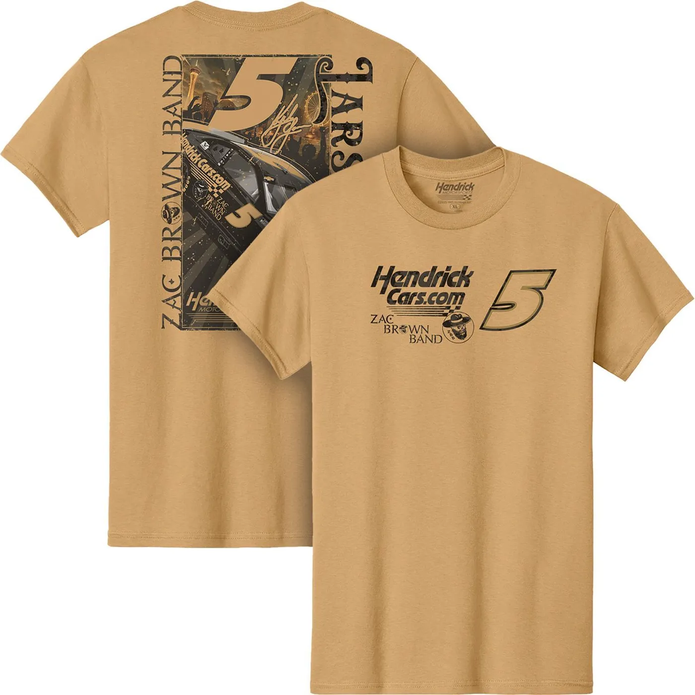 Hendrick Motorsports Kyle Larson #5 HendrickCars.com / Zac Brown Band Old Gold T-shirt