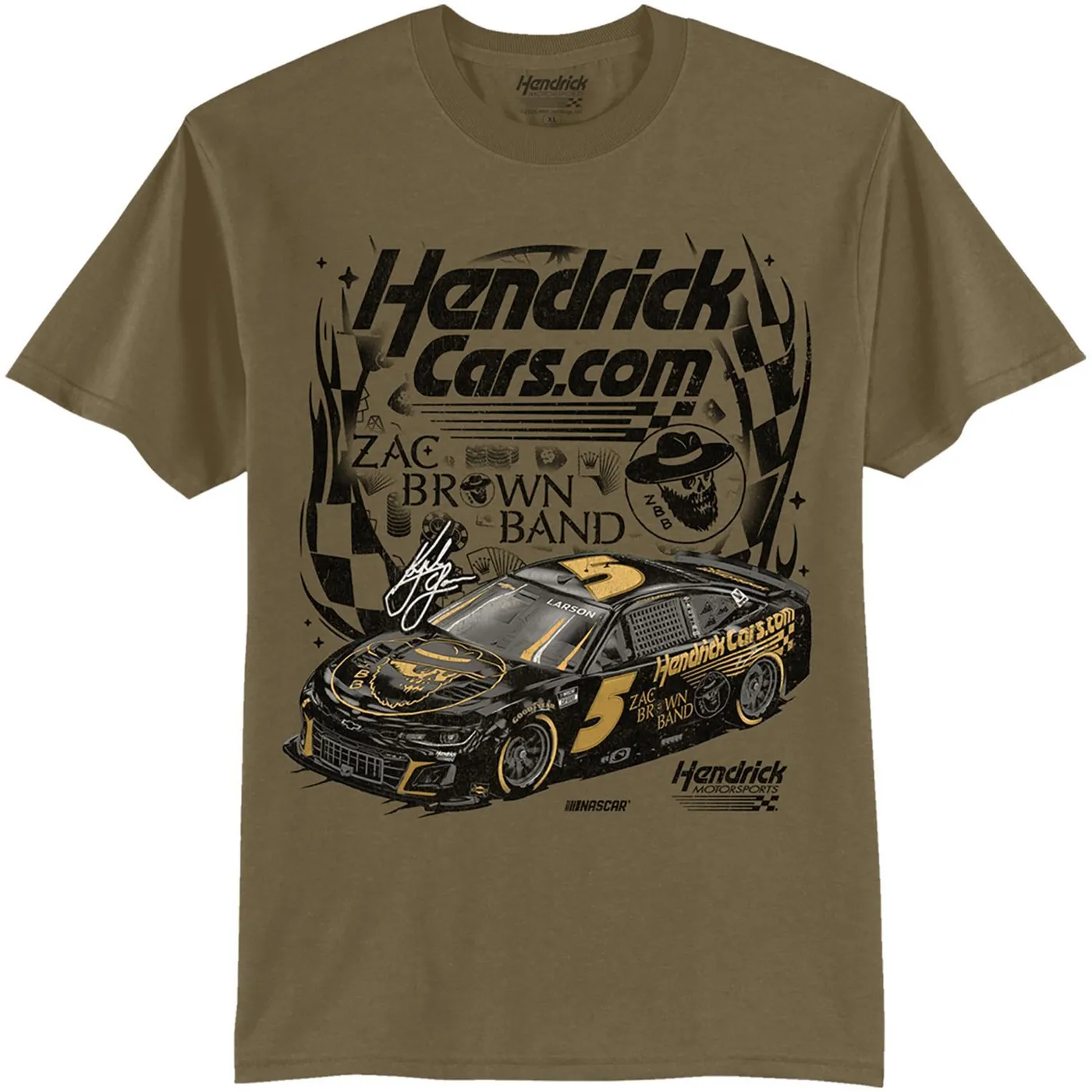 Hendrick Motorsports Kyle Larson #5 HendrickCars.com / Zac Brown Band Woodland Brown T-shirt
