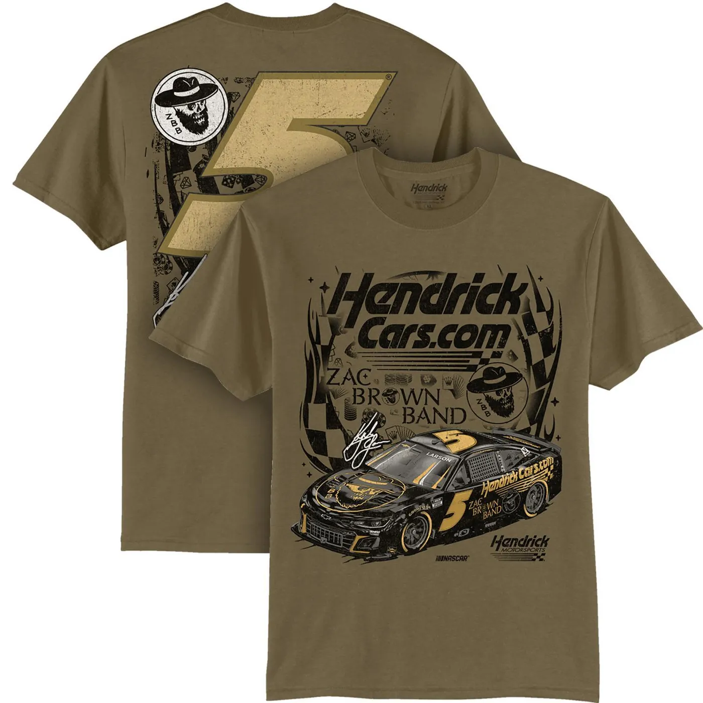 Hendrick Motorsports Kyle Larson #5 HendrickCars.com / Zac Brown Band Woodland Brown T-shirt