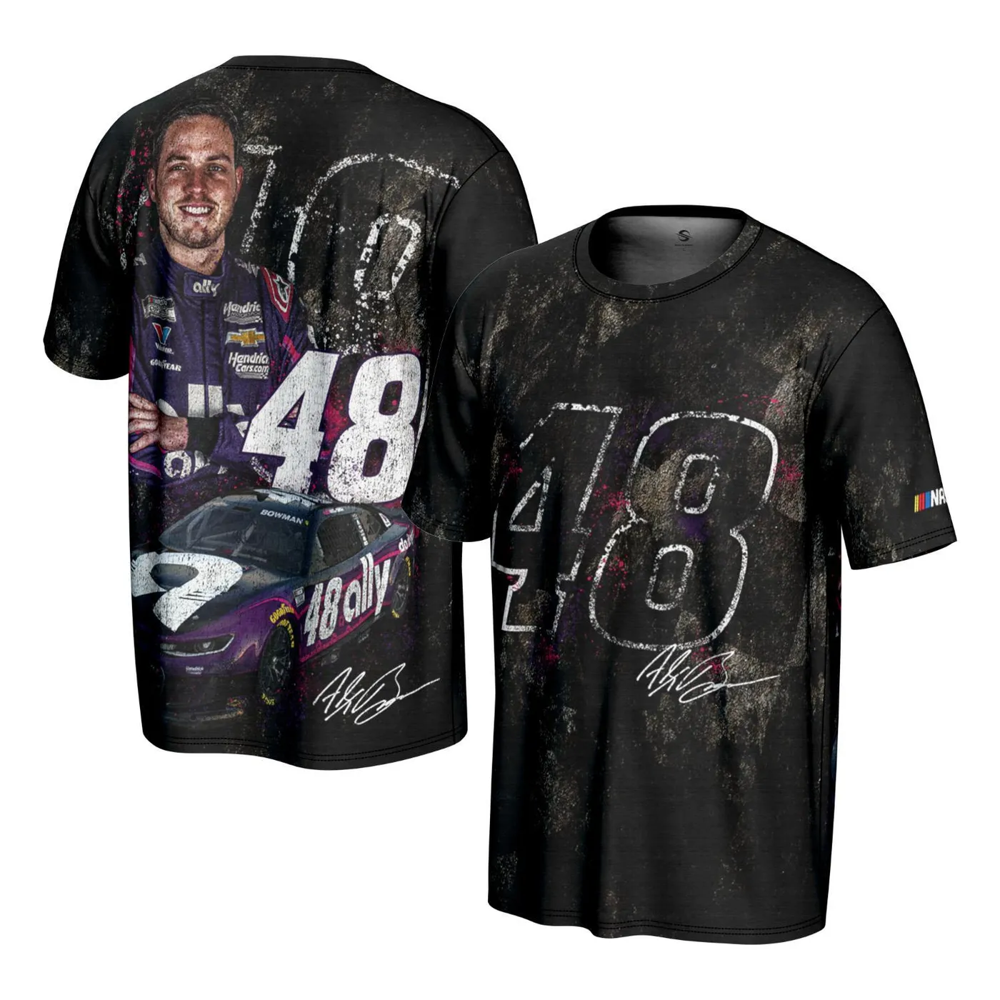 Hendrick Motorsports Alex Bowman #48 Ally Sublimated Black Asphalt T-shirt