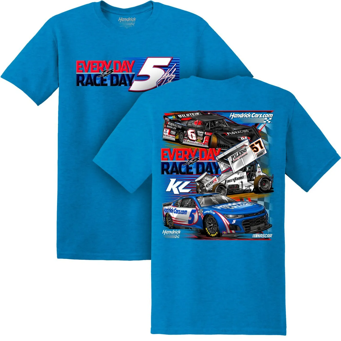 Hendrick Motorsports Kyle Larson #5 HendrickCars.com Every Day is Race Day Blue T-shirt