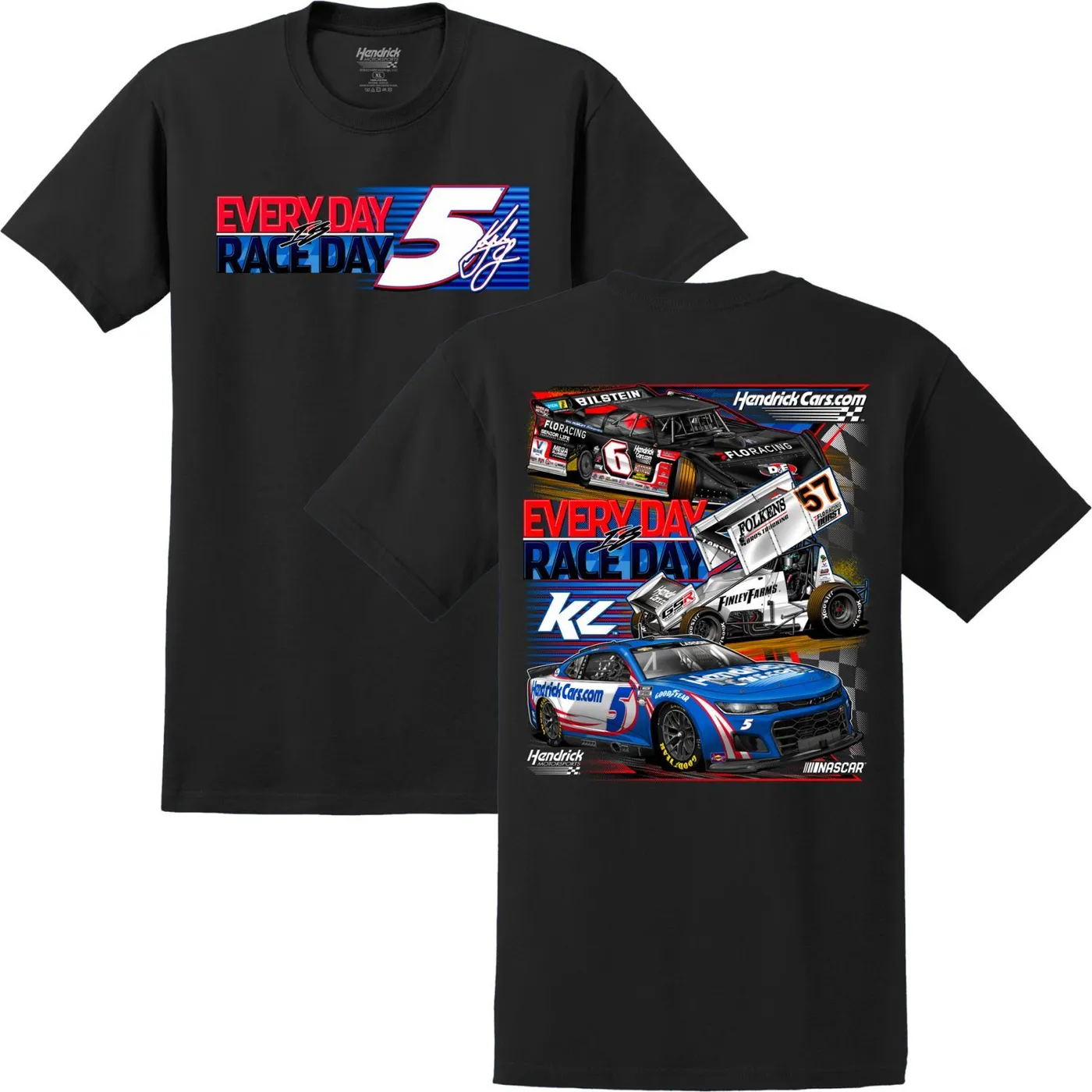 Hendrick Motorsports Kyle Larson #5 HendrickCars.com Every Day is Race Day Black T-shirt