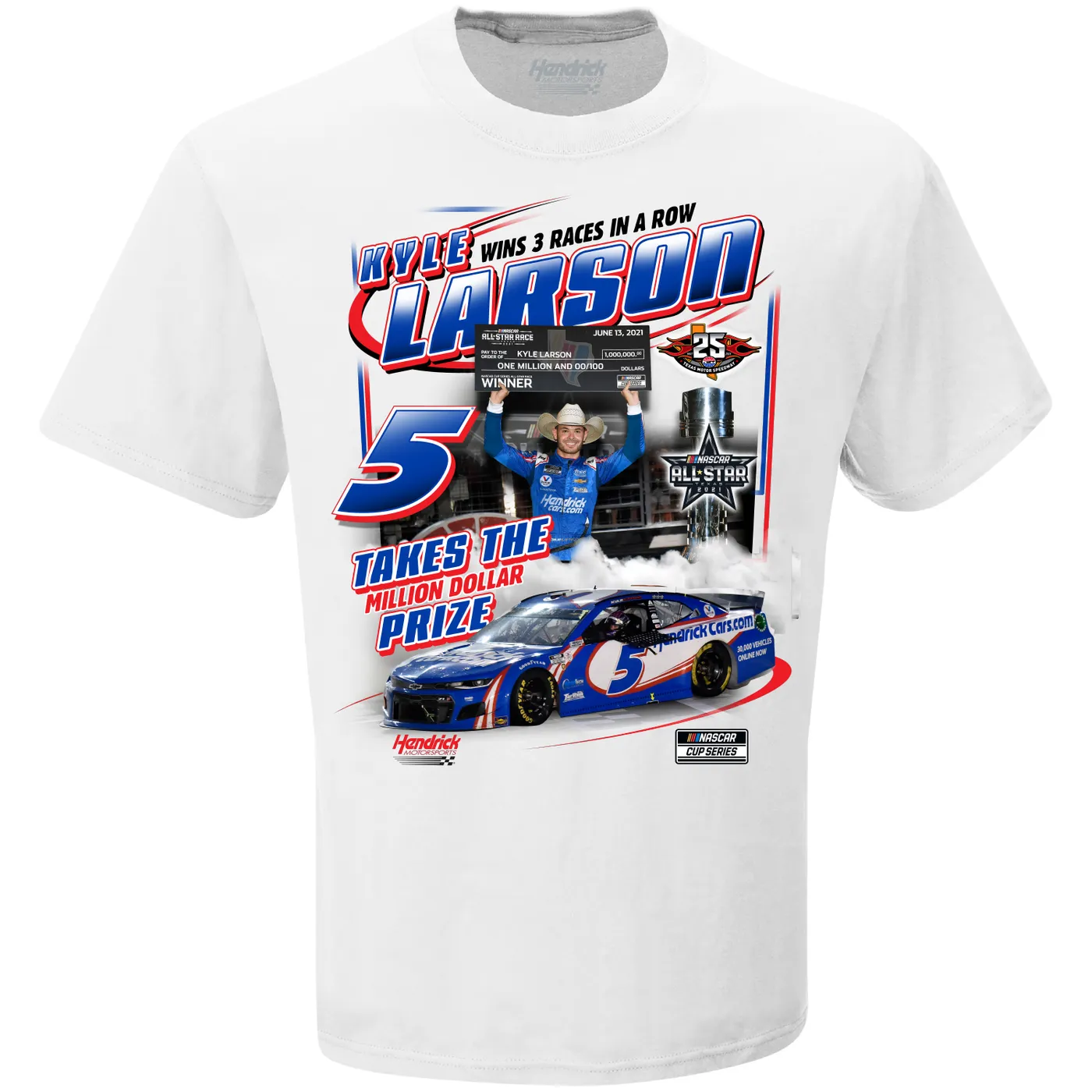 Hendrick Motorsports 2021 Kyle Larson All-Star Race at Texas RACE WIN T-shirt