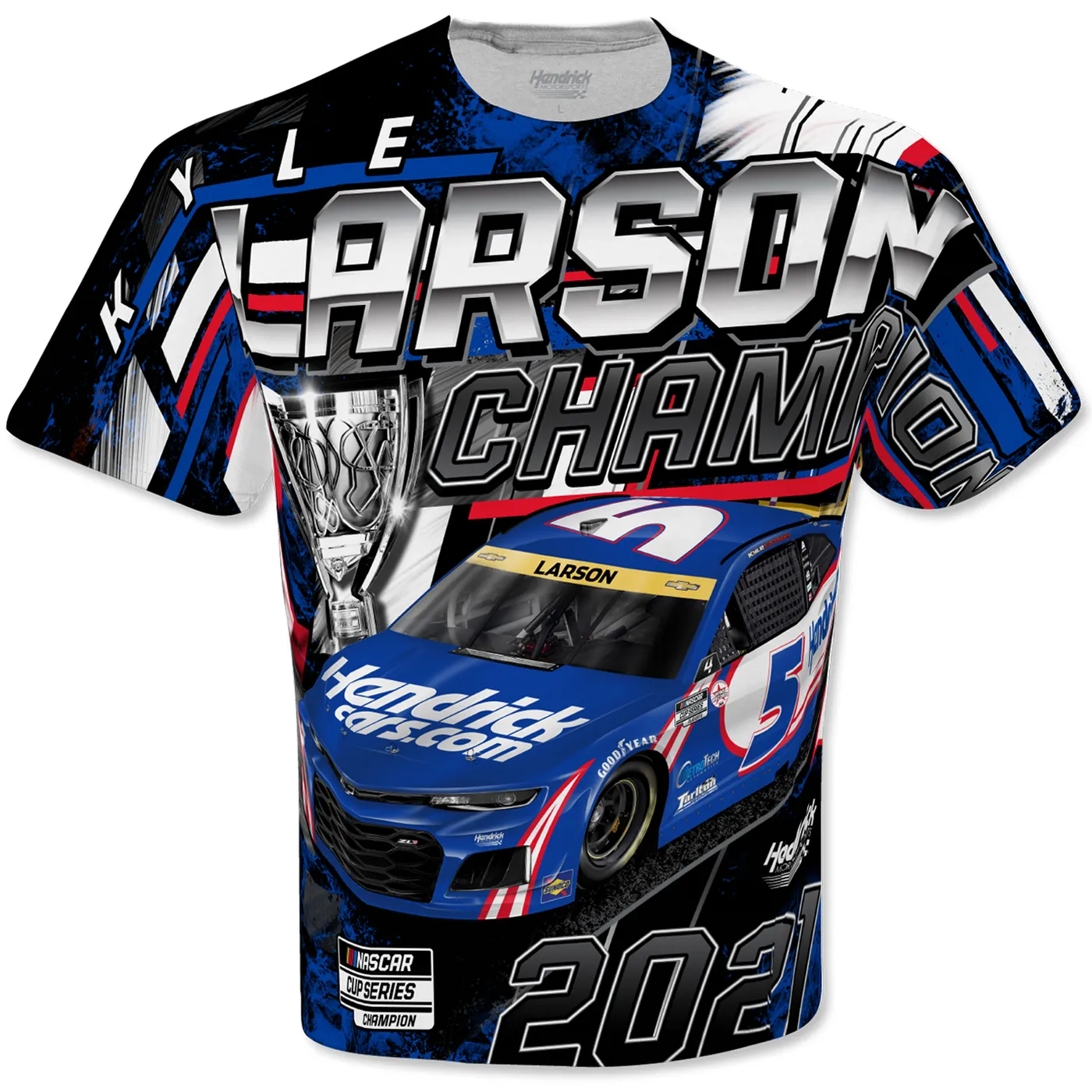 Hendrick Motorsports Kyle Larson 2021 NASCAR Championship Sublimated Total Print T-shirt