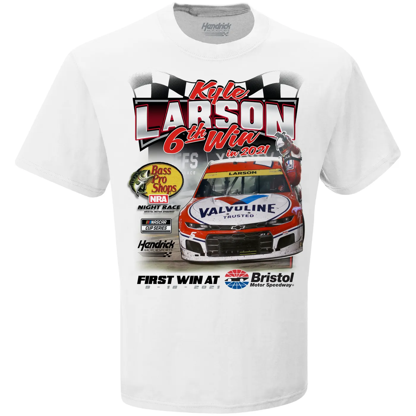 Hendrick Motorsports Kyle Larson #5 Bristol Bass Pro Shops Night Race WIN T-shirt
