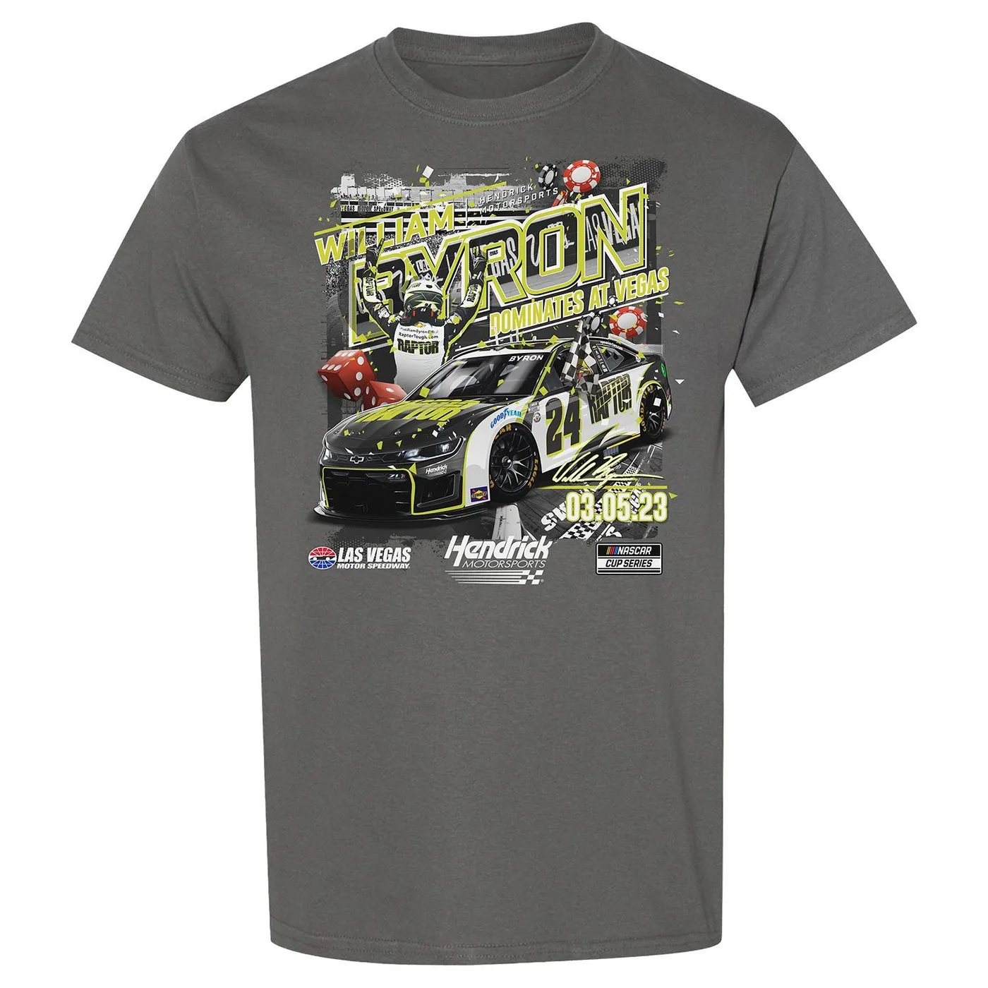 Hendrick Motorsports William Byron #24 2023 Spring Las Vegas RACE WIN T-shirt