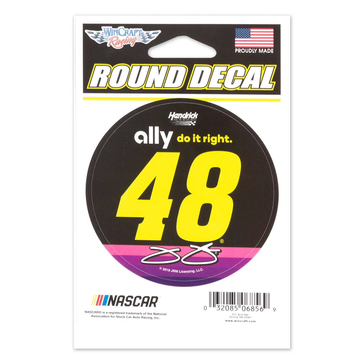 Hendrick Motorsports #48 Jimmie Johnson NASCAR 2019 Round Vinyl Decal