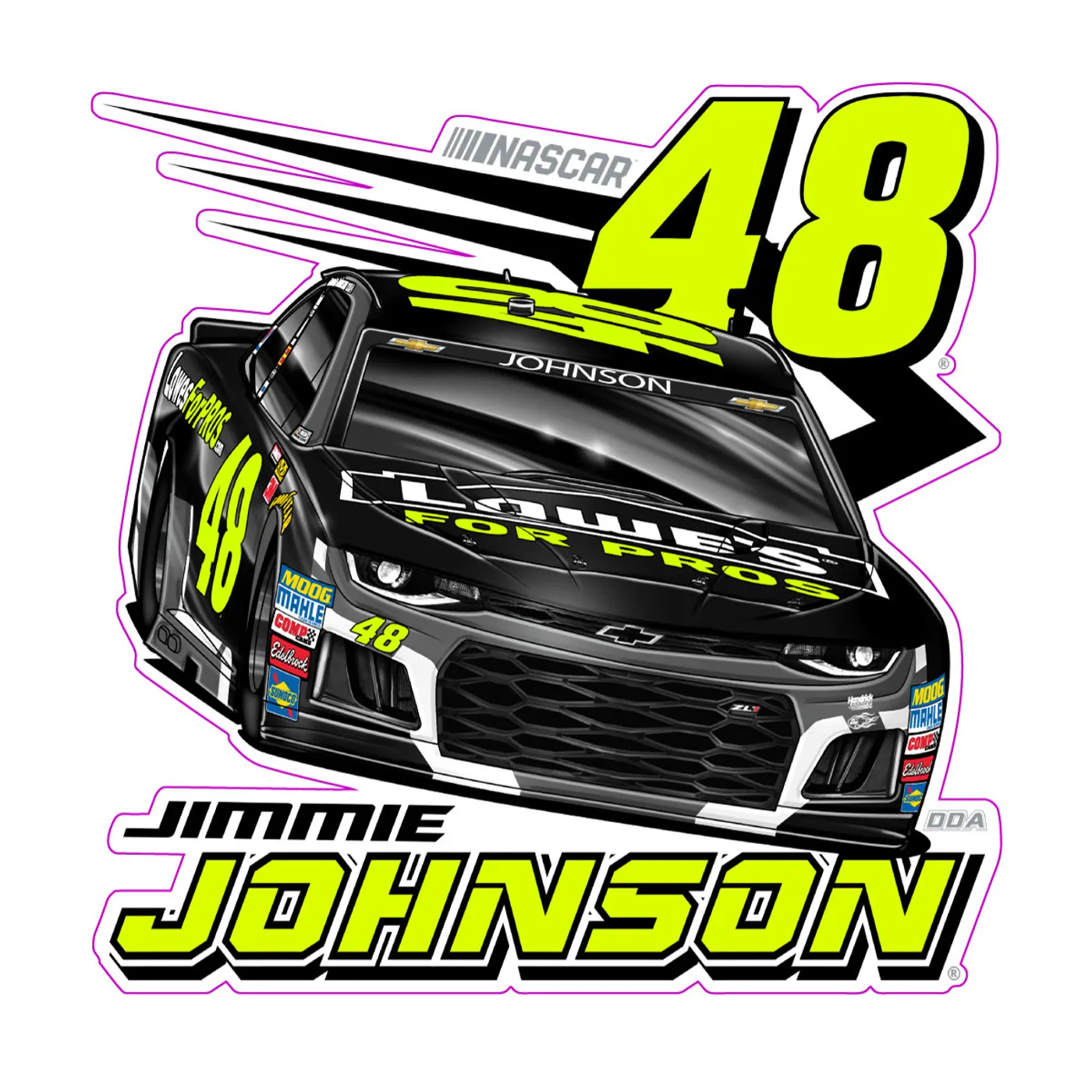 Hendrick Motorsports Jimmie Johnson #48 2018 NASCAR Fluorescent Decal - 6"x6"