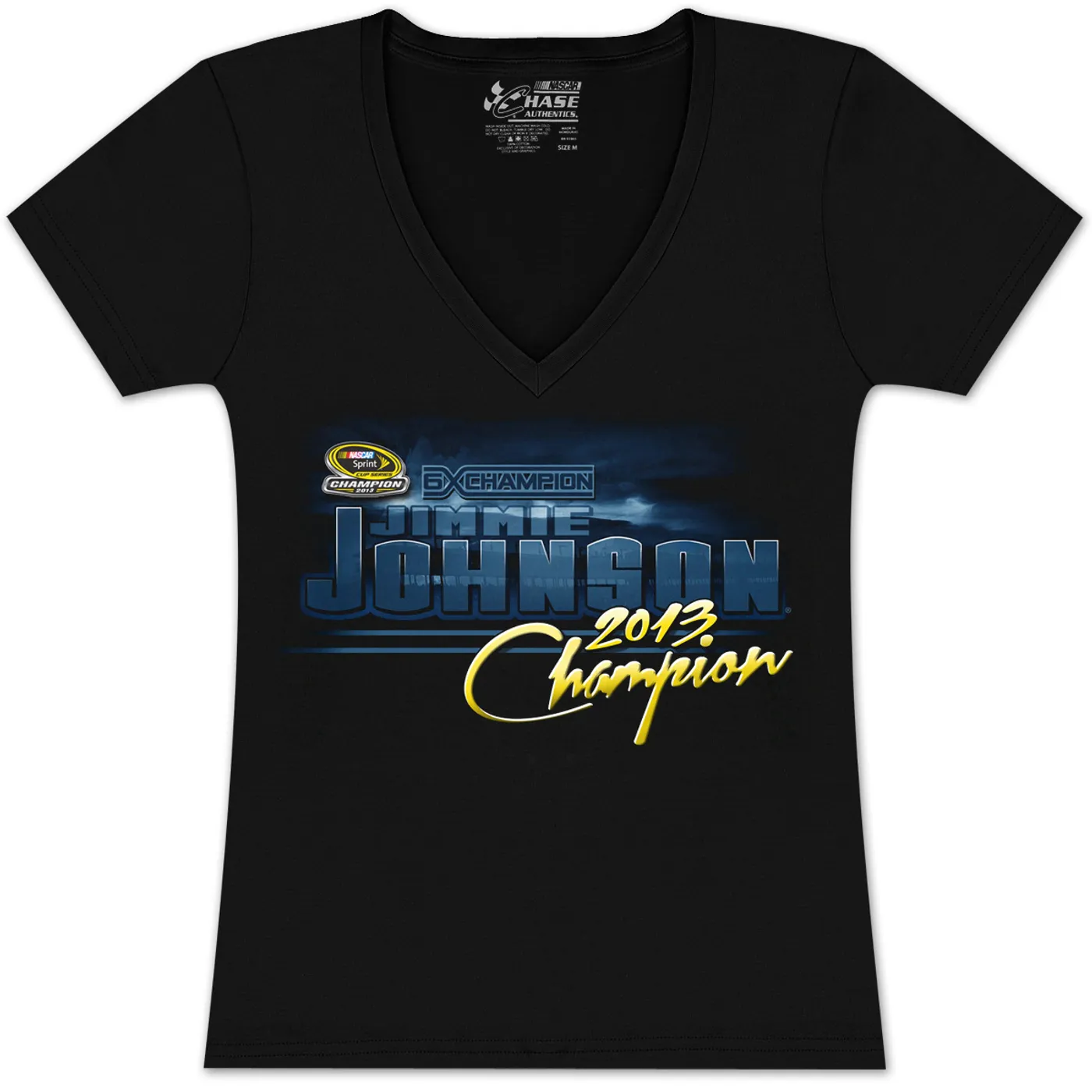 Hendrick Motorsports Jimmie Johnson #48 2013 Sprint Cup Champion Ladies V-Neck T-shirt