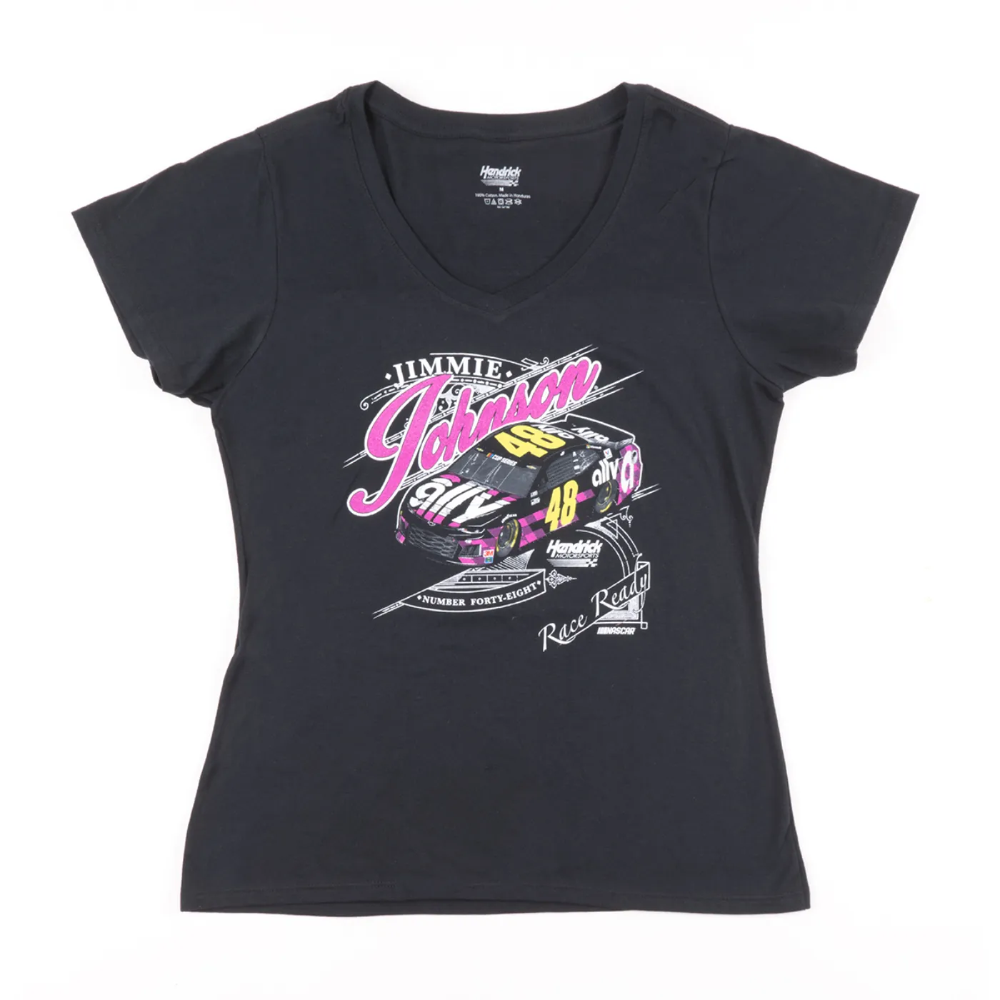 Hendrick Motorsports Jimmie Johnson #48 2020 Short Sleeve Ladies Black V-Neck Car Tee