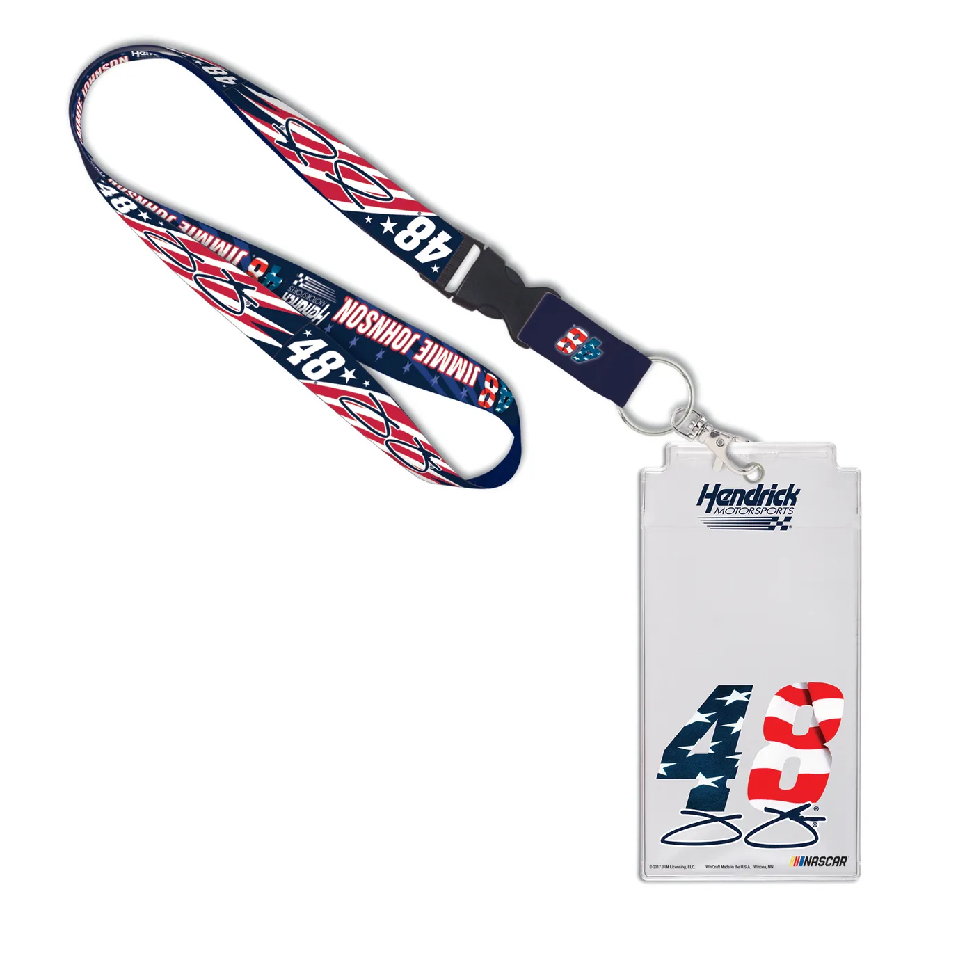 Jimmie Johnson #48 Patriotic Credential Holder with Lanyard