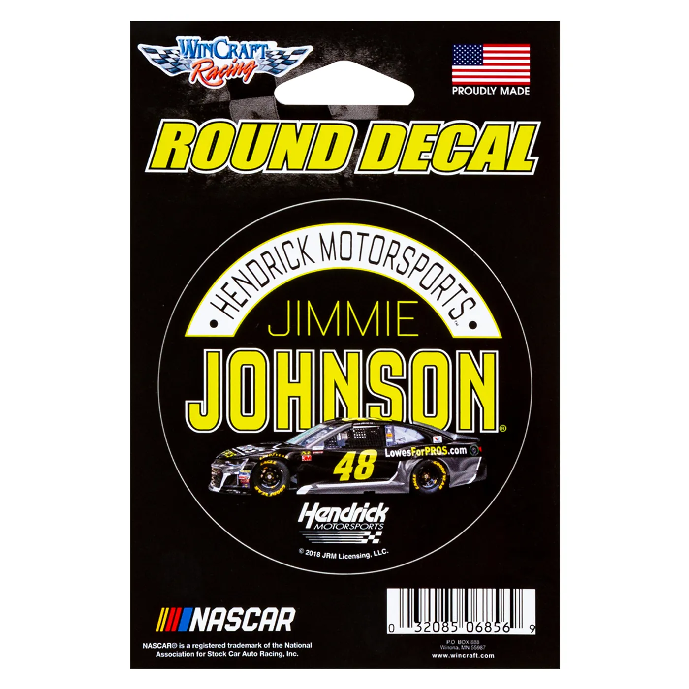 Jimmie Johnson #48 2018 NASCAR Round Decal - 3"
