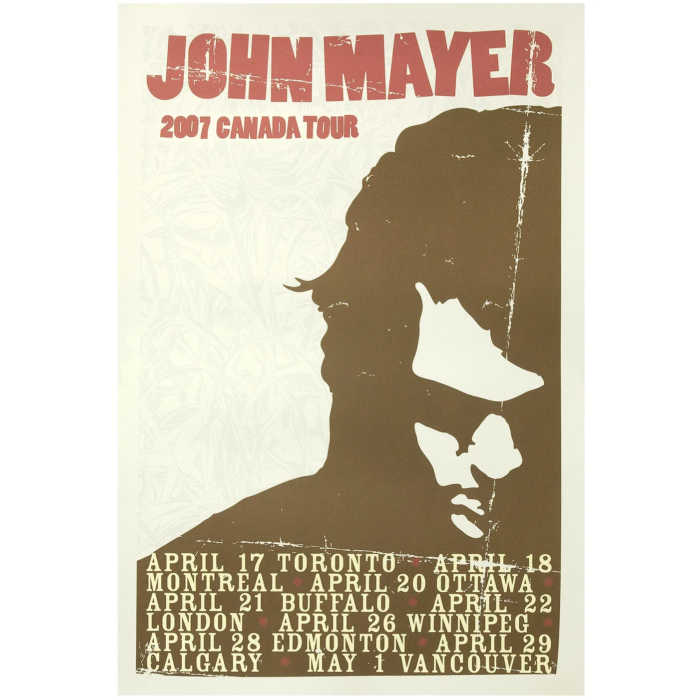 John Mayer 2007 Canada Tour Poster