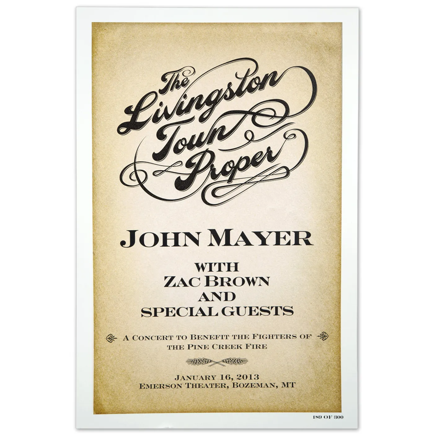 John Mayer The Livingston Town Proper Event Poster