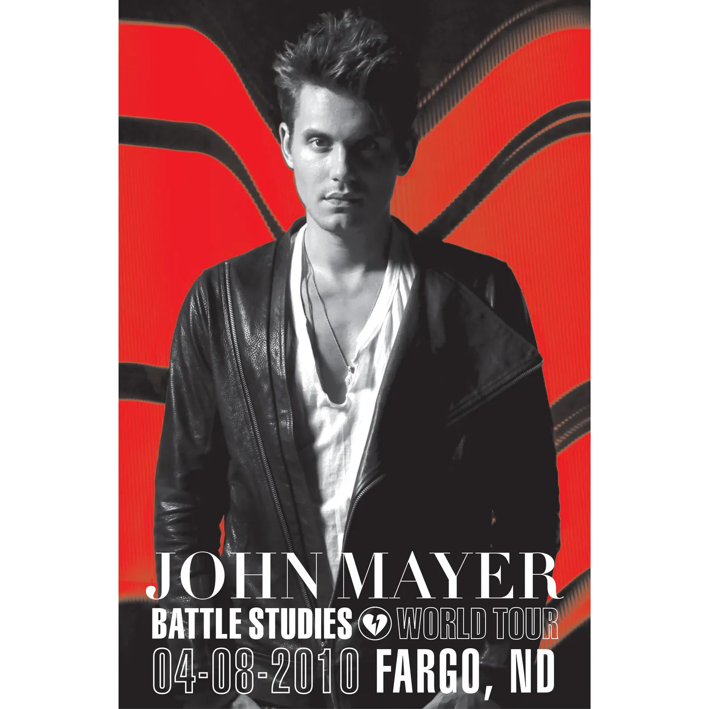 4/8/10 Fargo, ND Battle Studies John Mayer Tour Poster