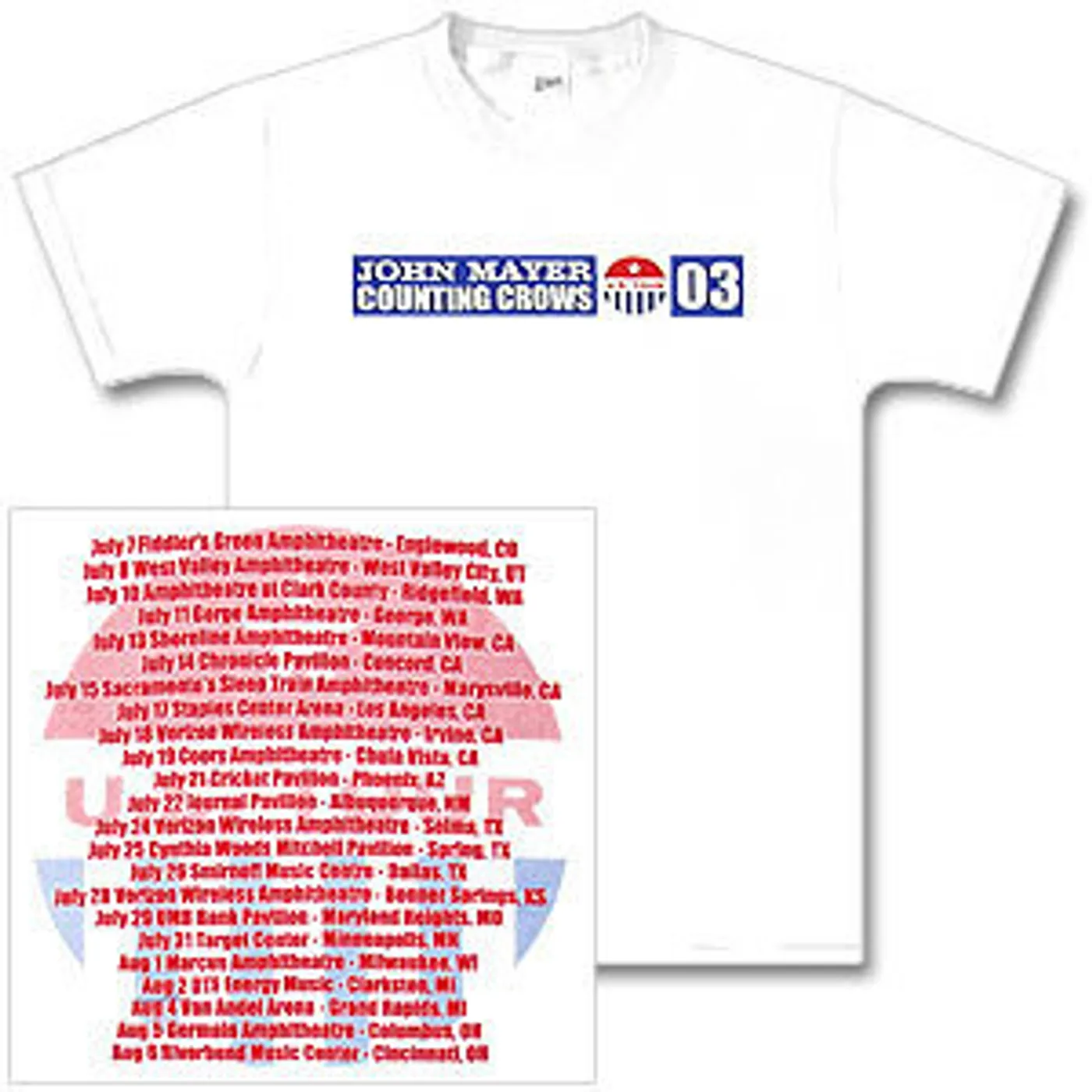 John Mayer/Counting Crows Summer 2003 Tour Shirt