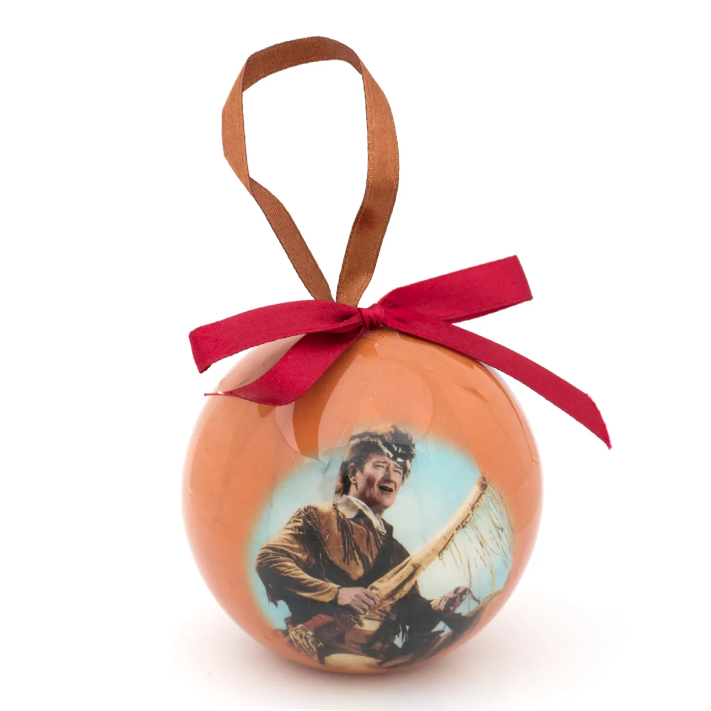 John Wayne Decoupage Ball & Bow Ornament