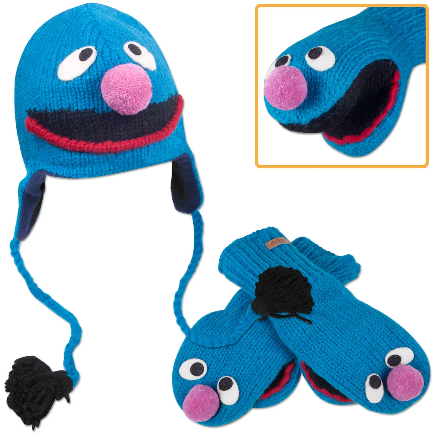 Sesame Street Grover Kids Hat/Mittens Bundle