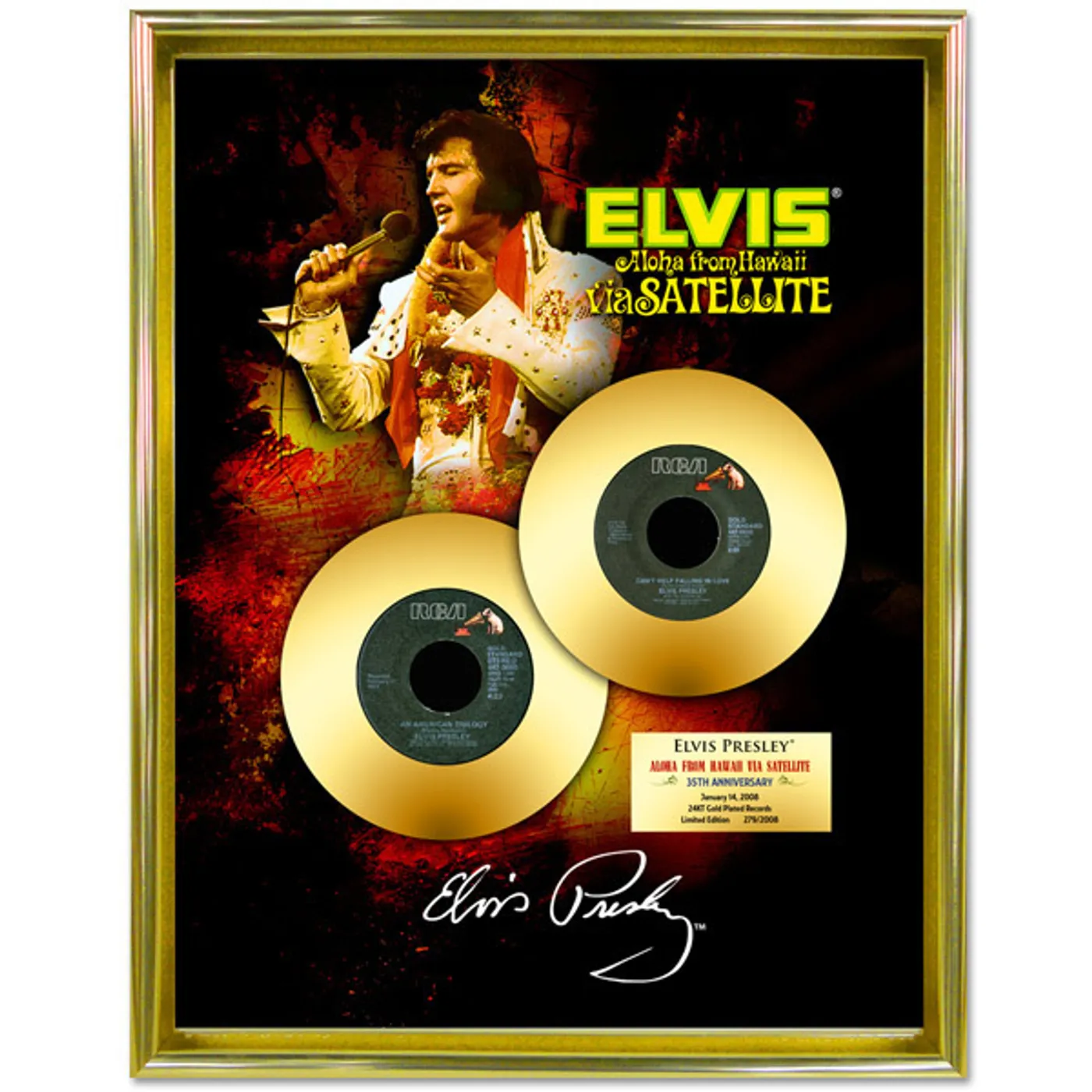 Elvis Presley Aloha From Hawaii Via Satellite - 35th Anniversary Framed Gold Record Tribute