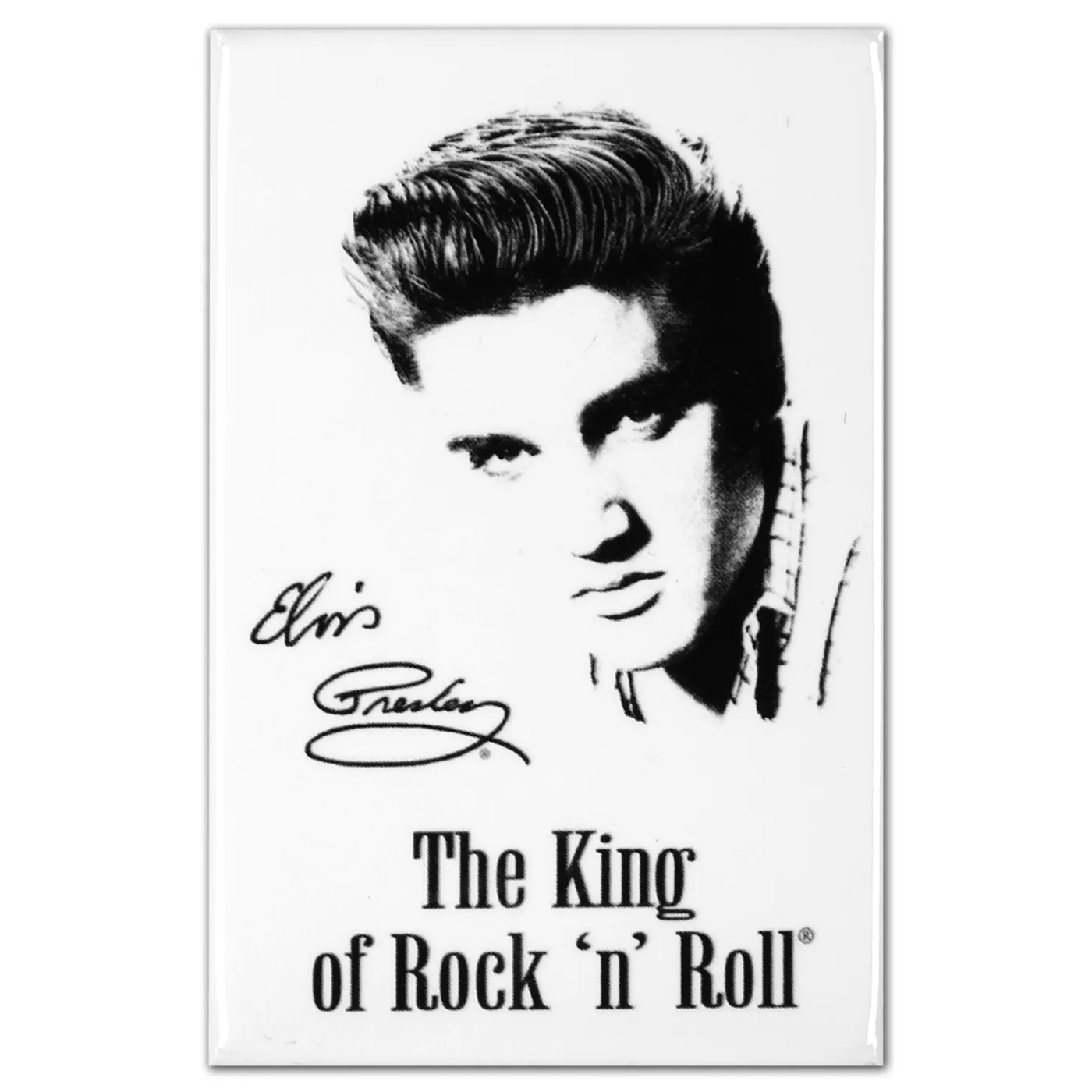 Elvis Presley The King of Rock & Roll White Magnet