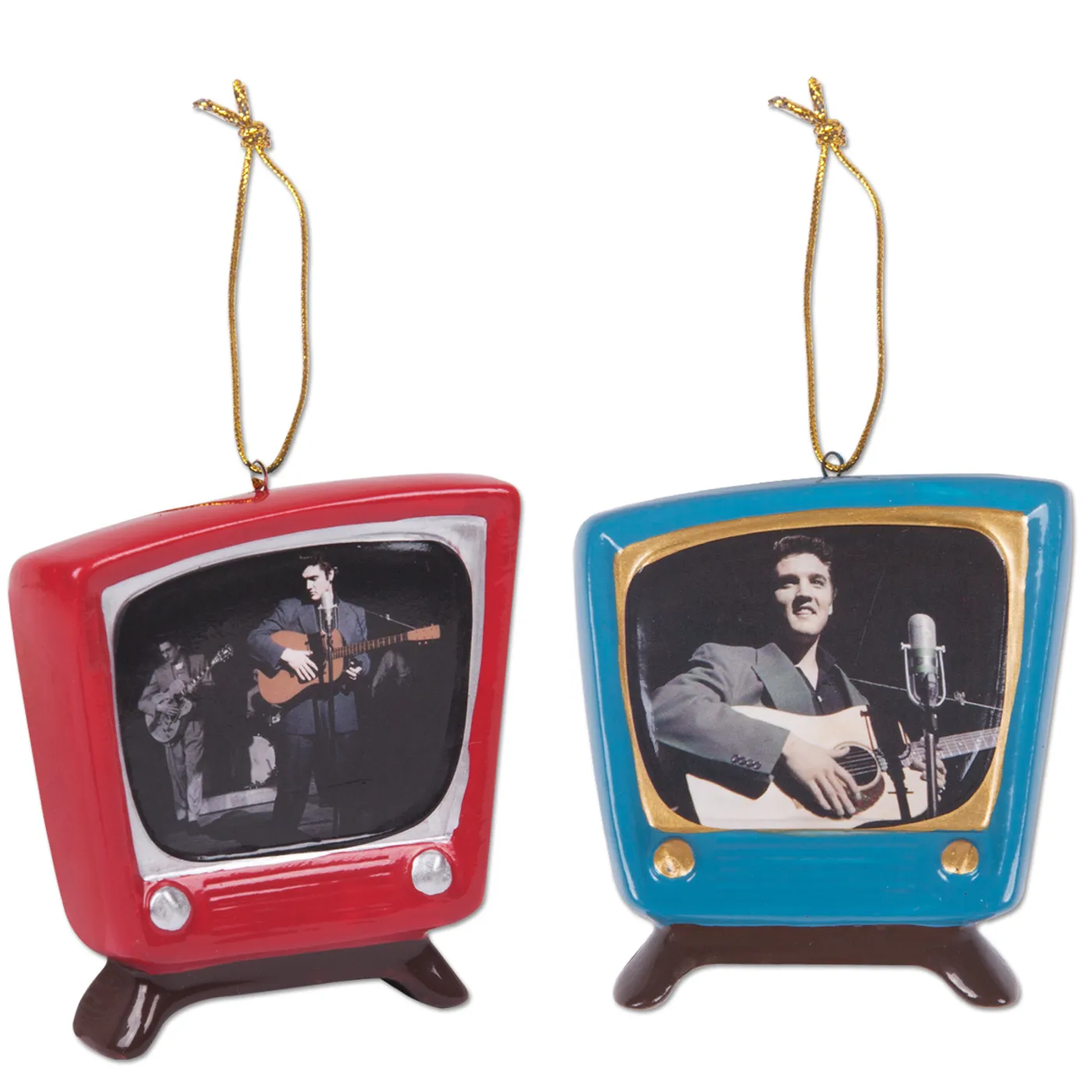 Elvis Presley Retro TV Ornament Set