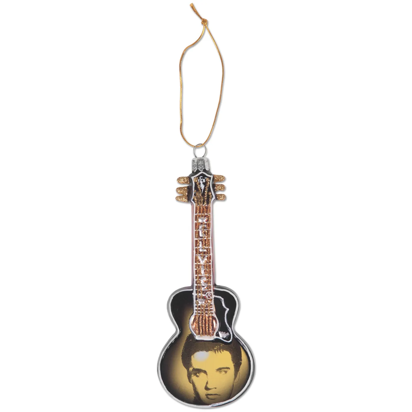 Elvis Presley Glass Face Guitar Ornament
