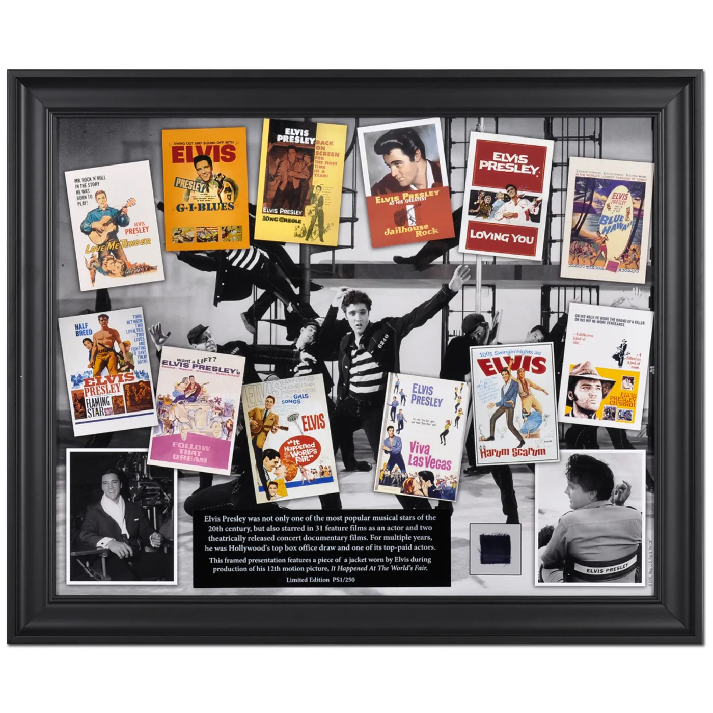 Elvis Presley In Hollywood Framed Presentation with a Piece of a Suit Jacket Worn by Elvis
