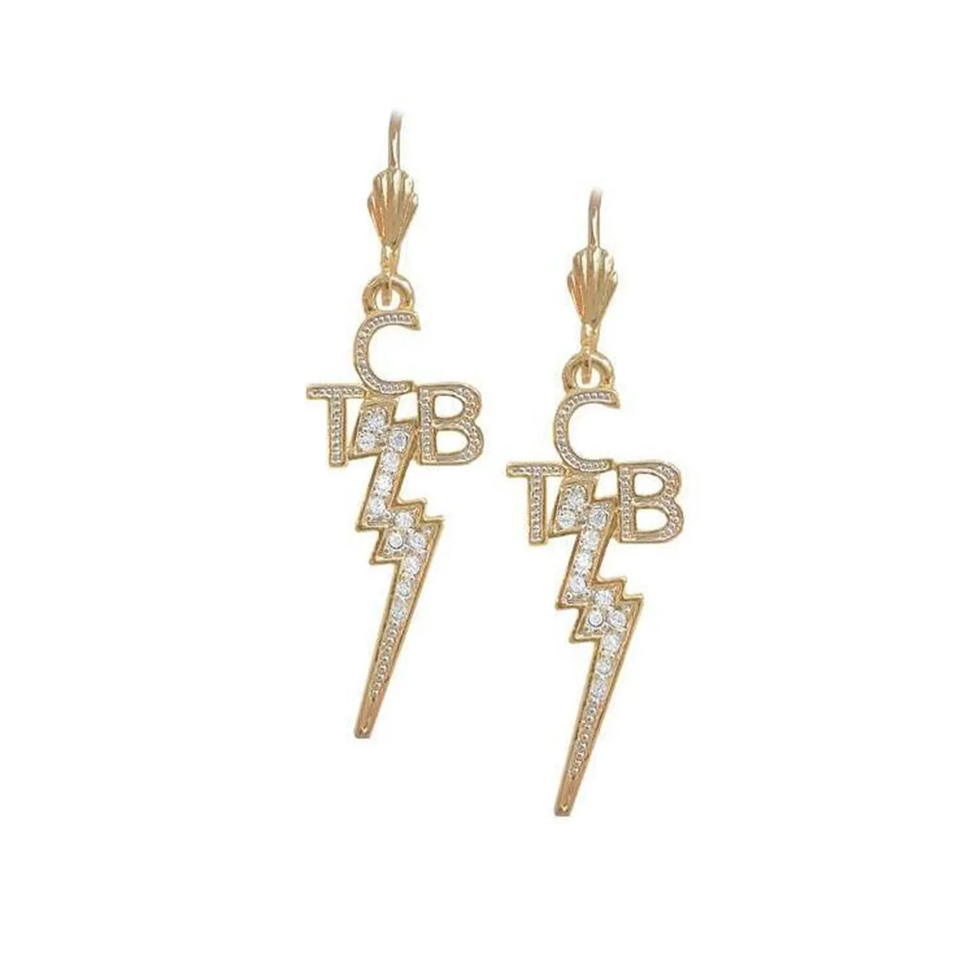 Elvis Presley Lowell Hays 18K Gold Plated TCB Earrings with Swarovski Crystals