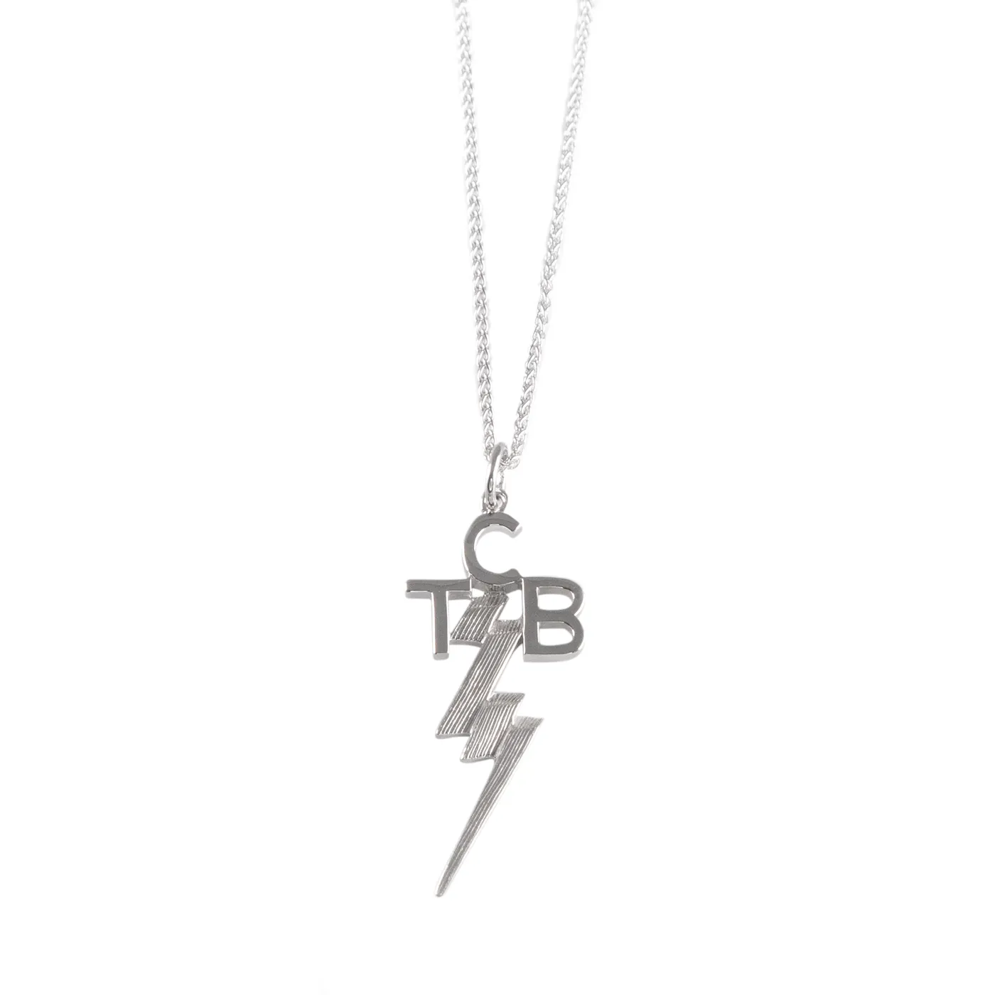 Elvis Presley Lowell Hays Sterling Silver TCB Necklace  Reduced Size with 18 Inch Chain