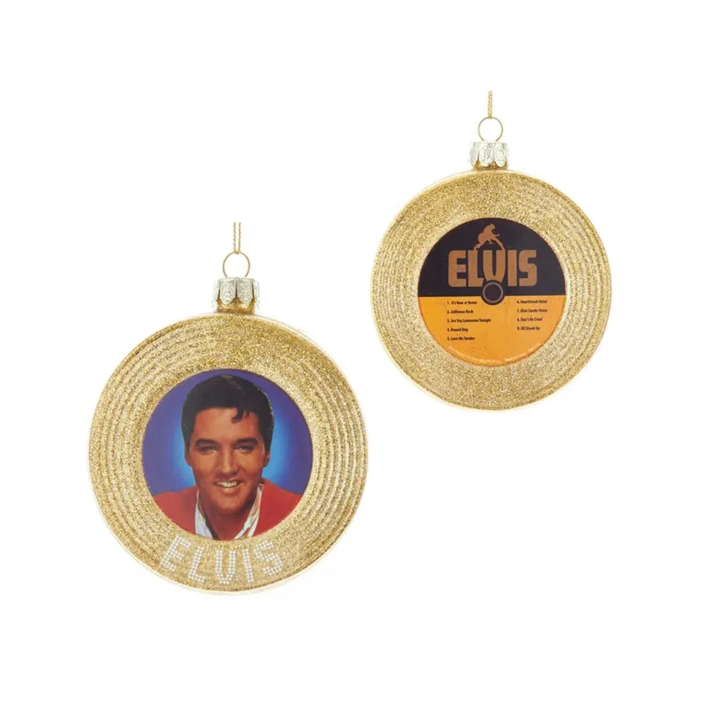 Elvis Presley Glass Gold Record Ornament
