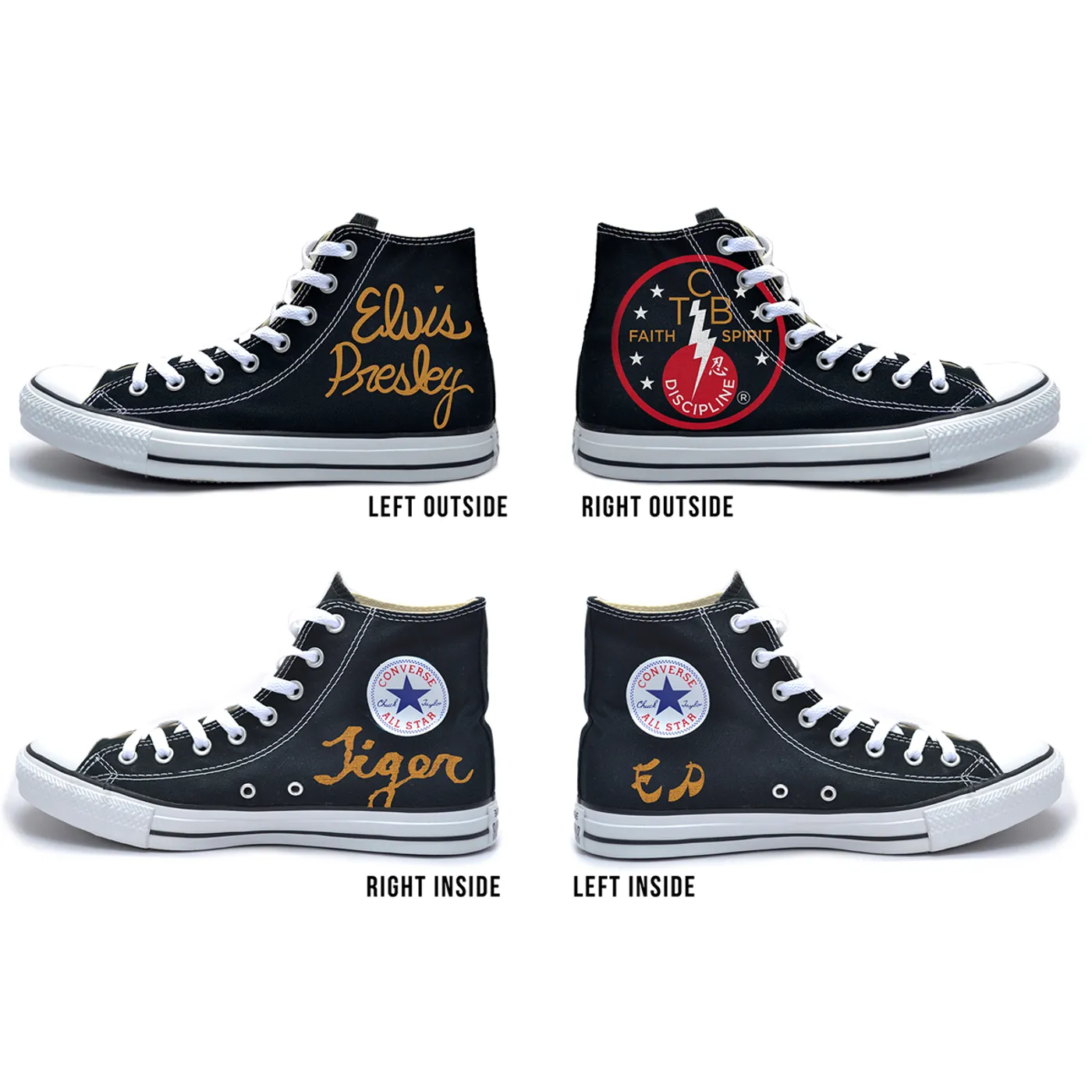 Elvis Presley TCB Faith Spirit Discipline Converse All-Star High Top Sneakers