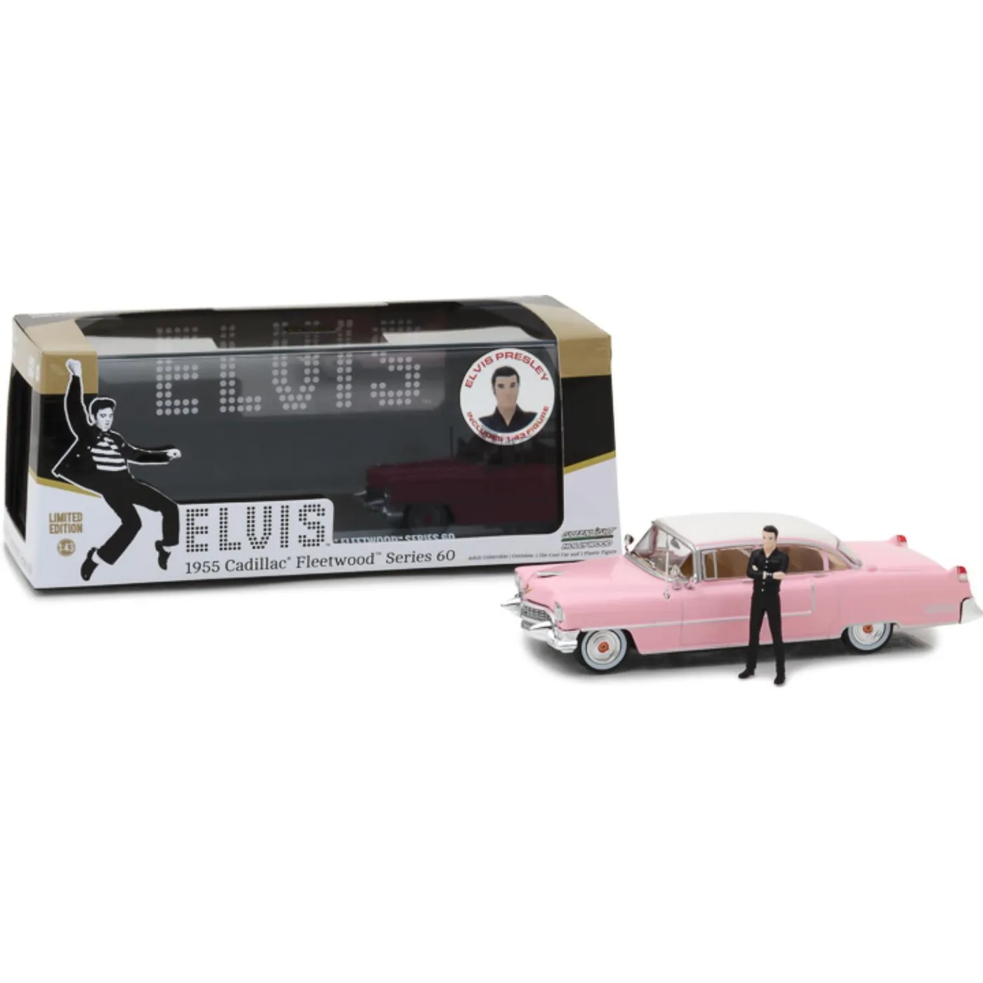 Elvis Presley 1955 Cadillac Fleetwood Series 60 "Pink Cadillac" with Elvis Presley Figure 1:43 Die-Cast
