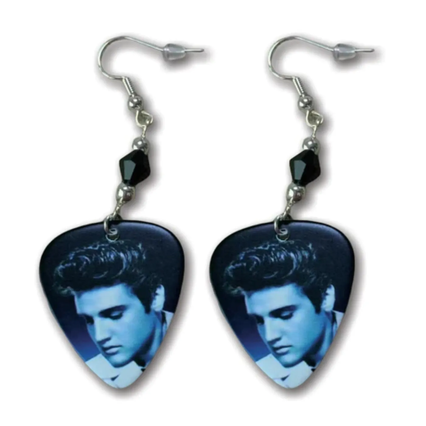 Elvis Presley Guitar Pick Earrings - Elvis Looking Down