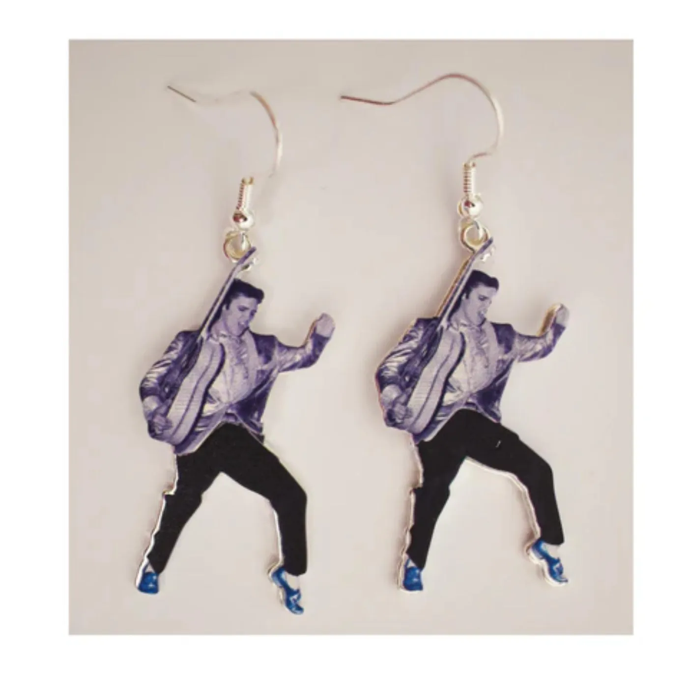 Elvis Presley Blue Suede Shoes Swinging Legs Earrings