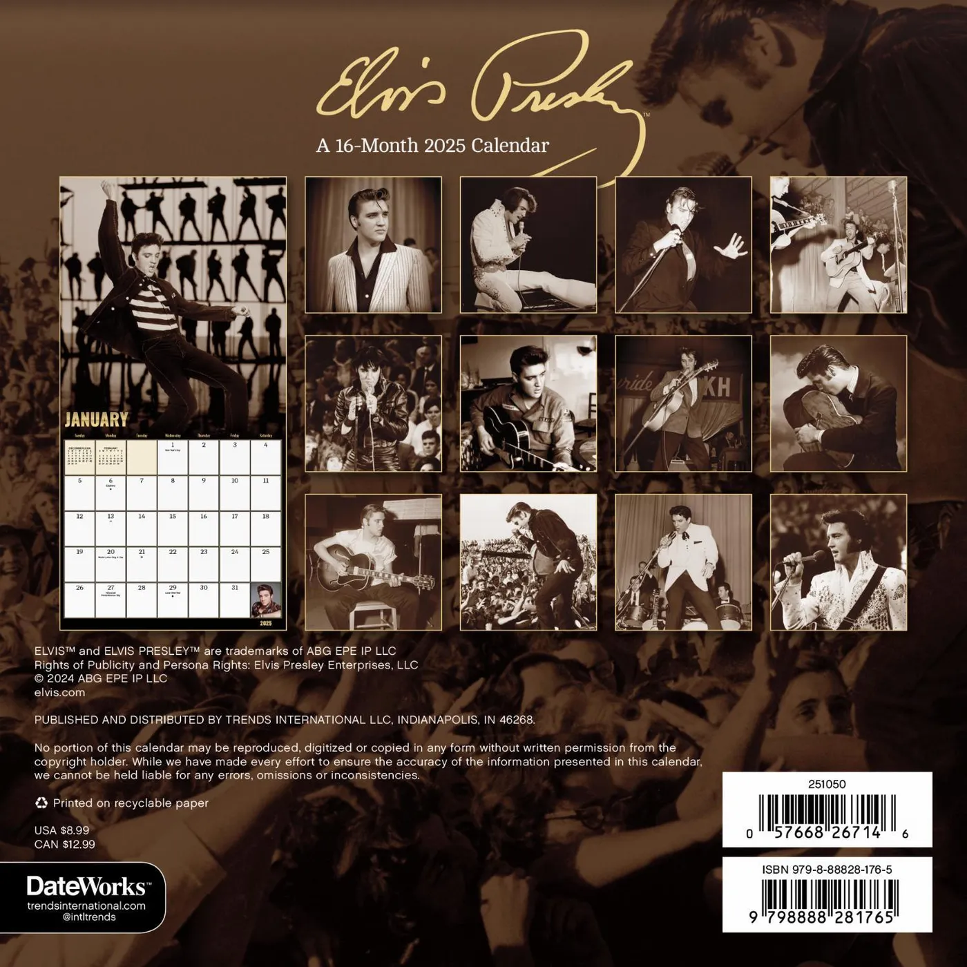 2025 Elvis Presley Mini Wall Calendar