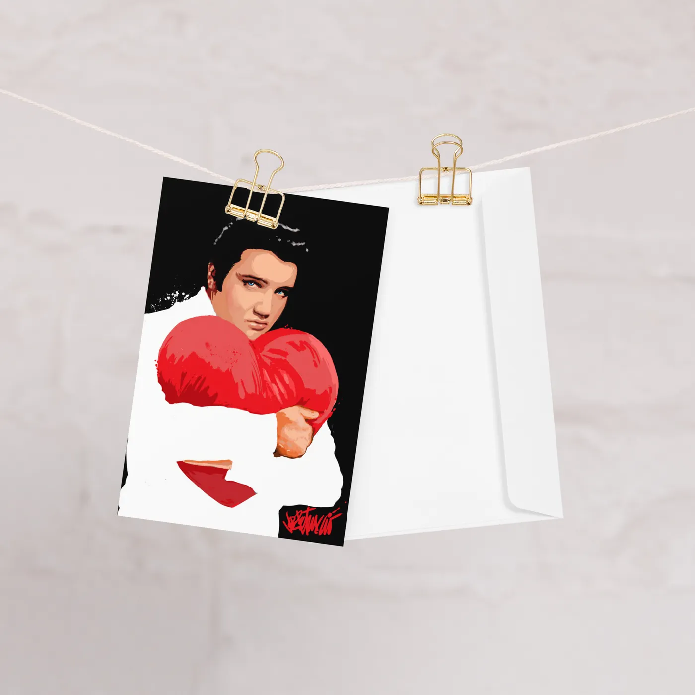 Love, Elvis Presley Greeting Card Black