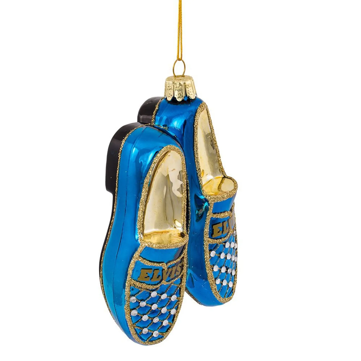 Elvis Presley Blue Suede Shoes Glass Ornament